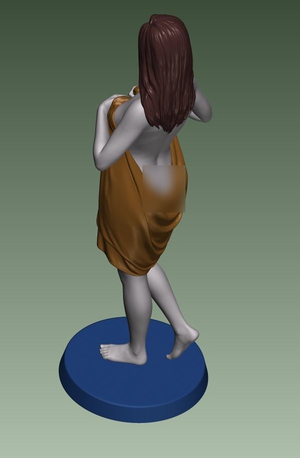 A glamorous wrapped-towel girl 3D print model_3