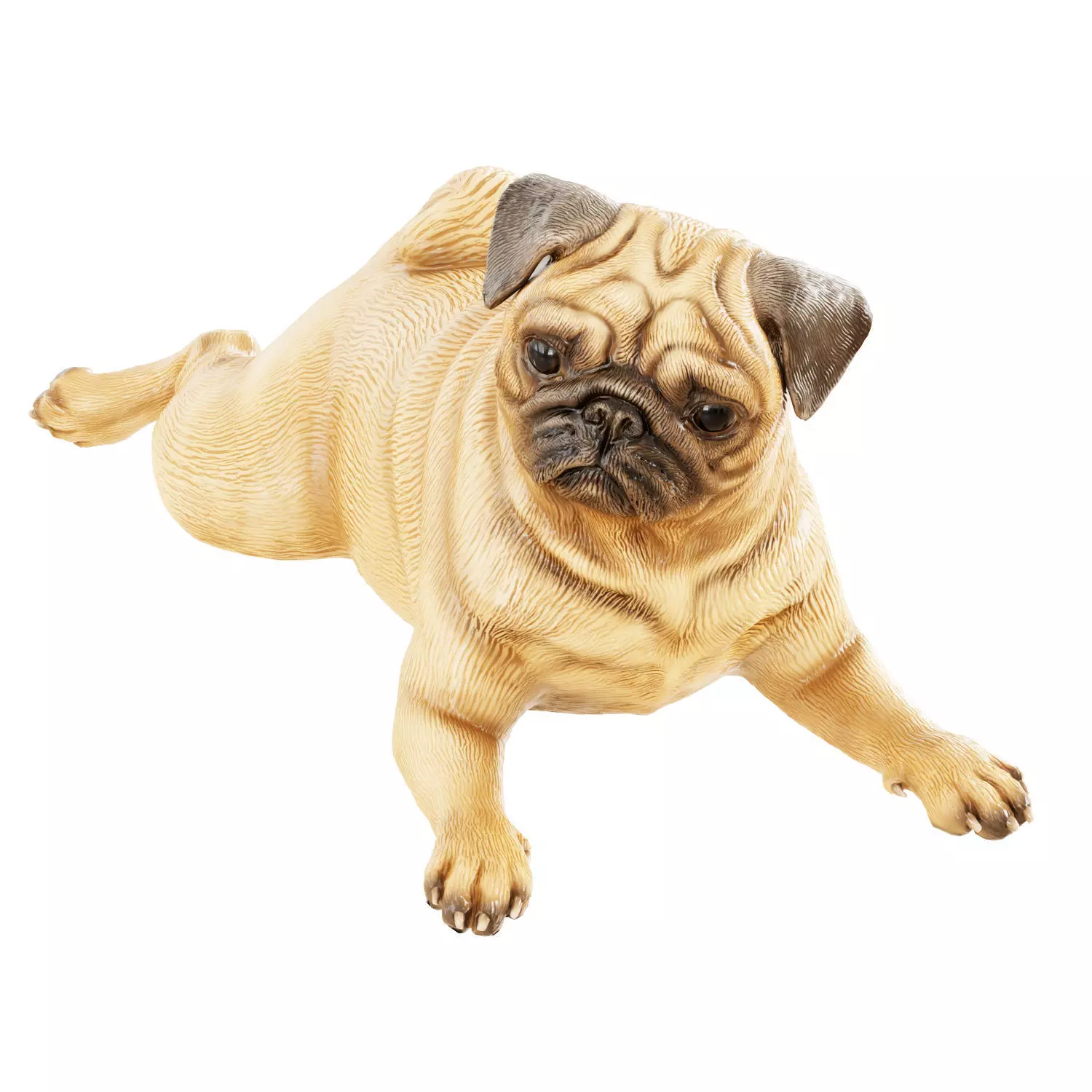 Pug figurine in a funny lying pose 3D model_0