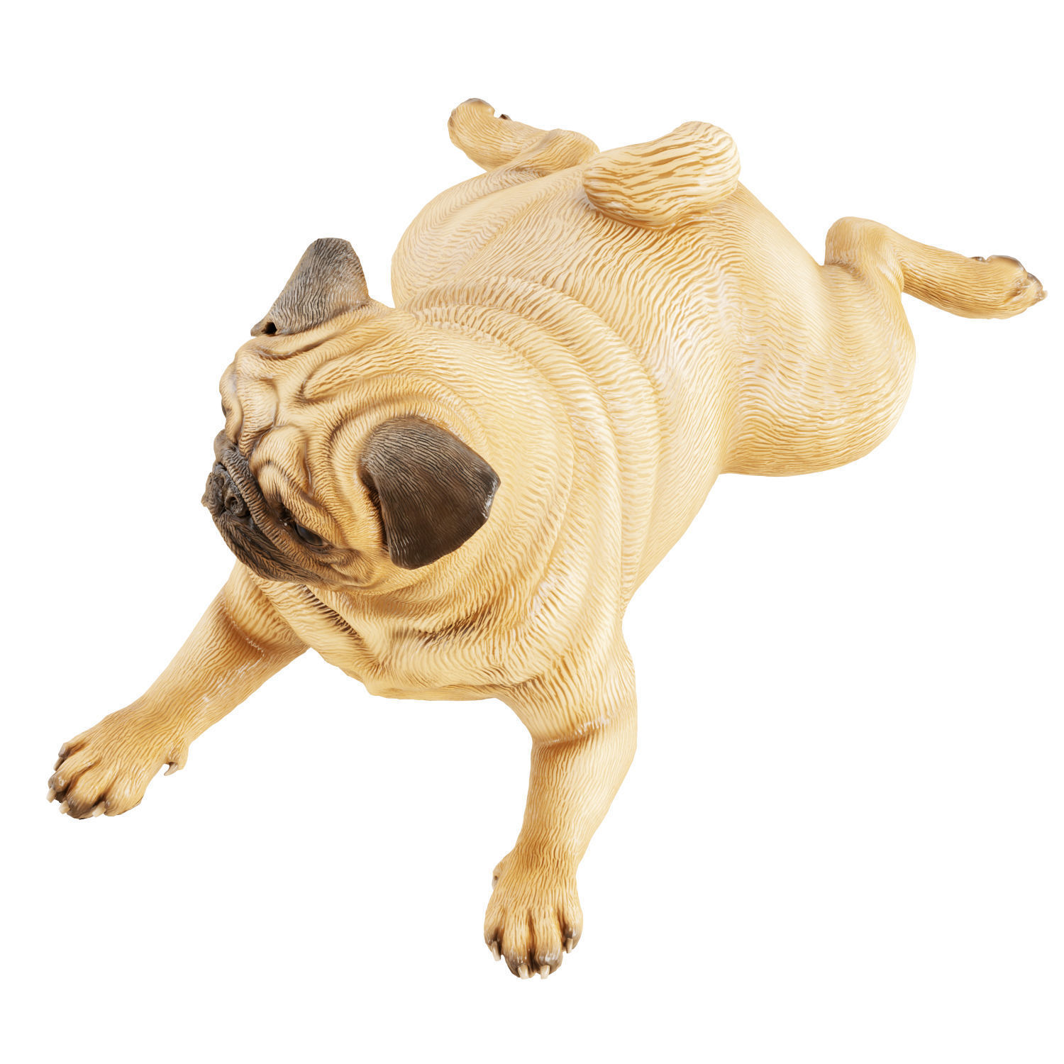 Pug figurine in a funny lying pose 3D model_2