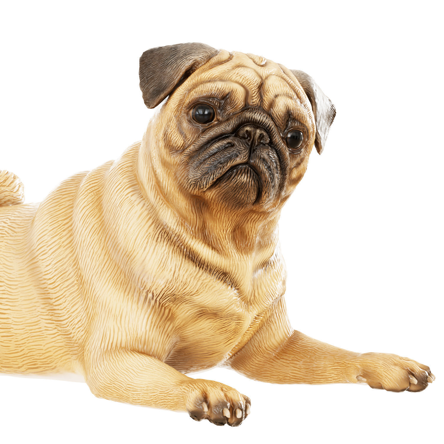 Pug figurine in a funny lying pose 3D model_3