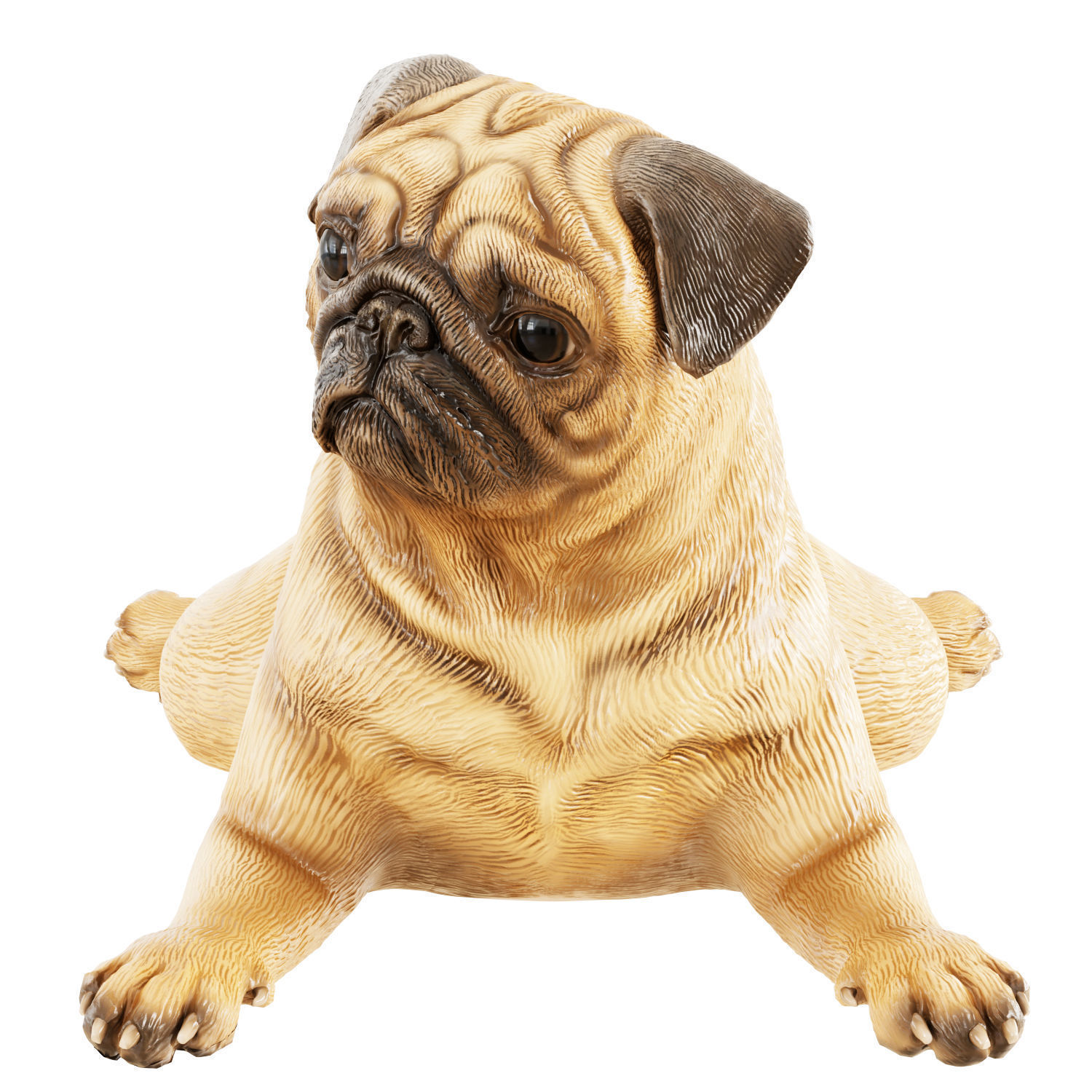 Pug figurine in a funny lying pose 3D model_1