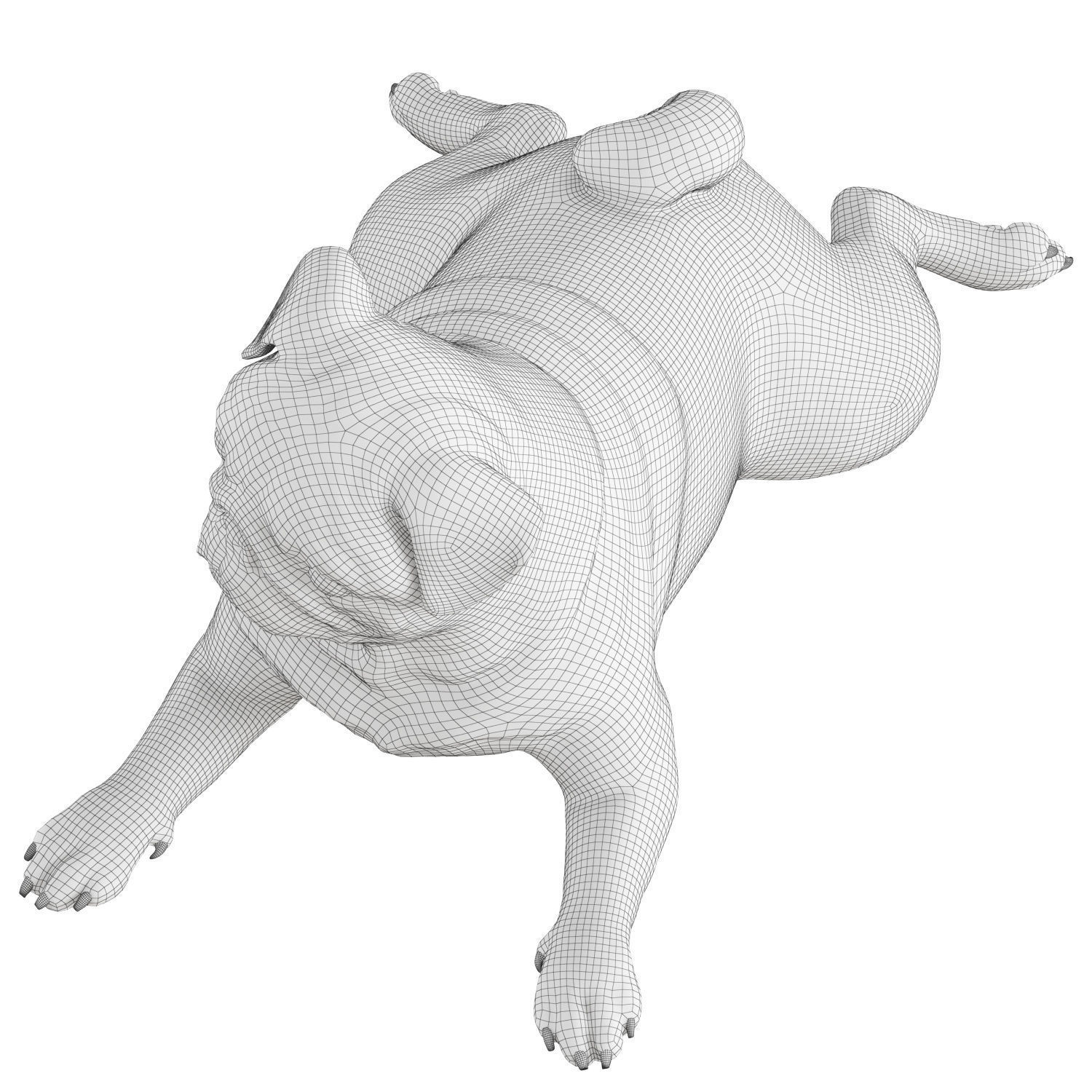 Pug figurine in a funny lying pose 3D model_5