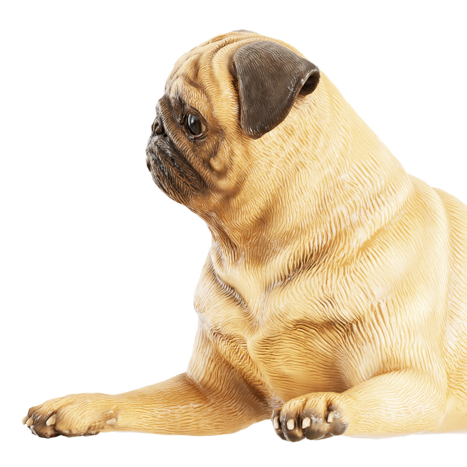 Pug figurine in a funny lying pose 3D model_4
