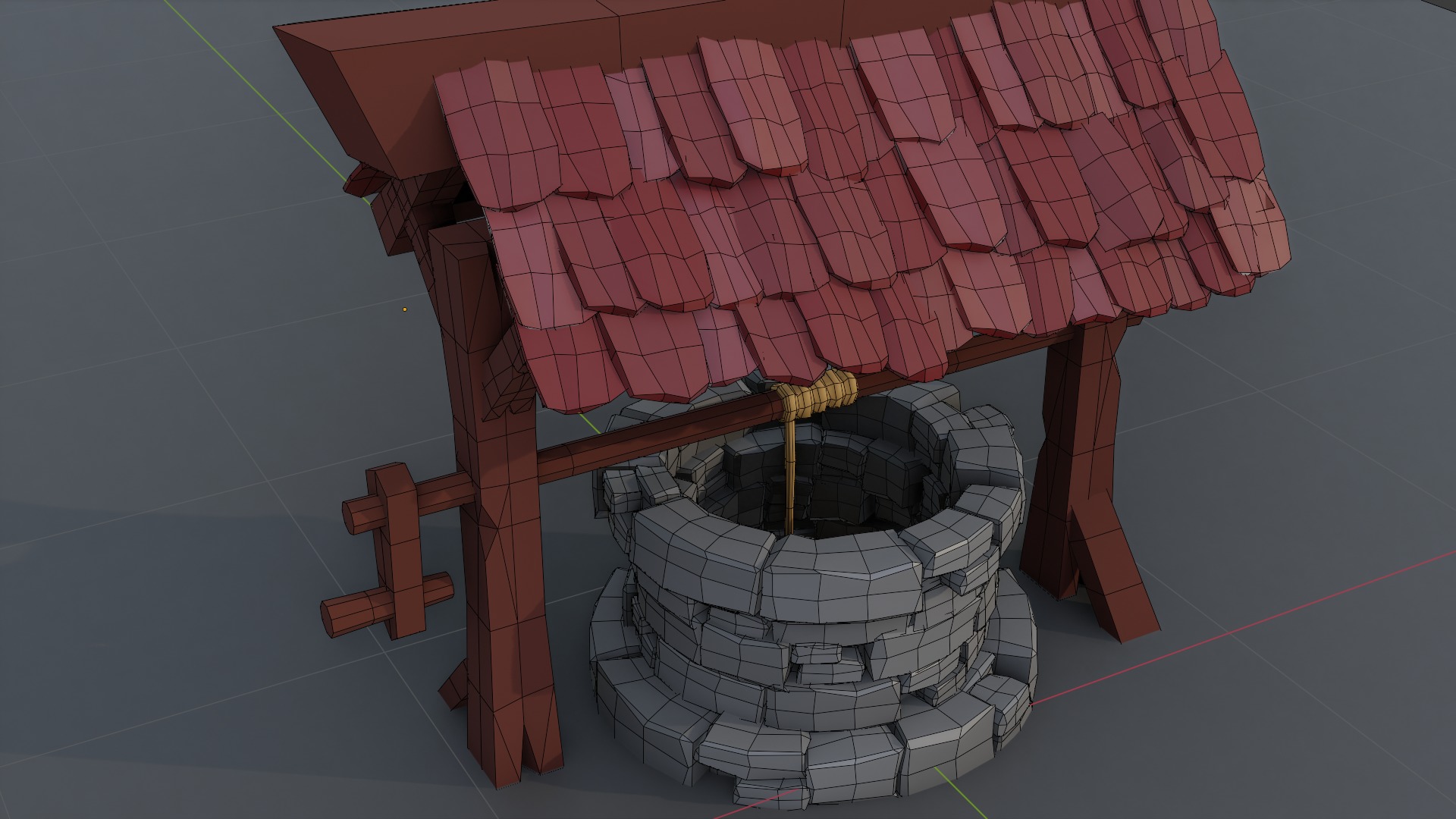 Water Well Low-poly 3D model_6