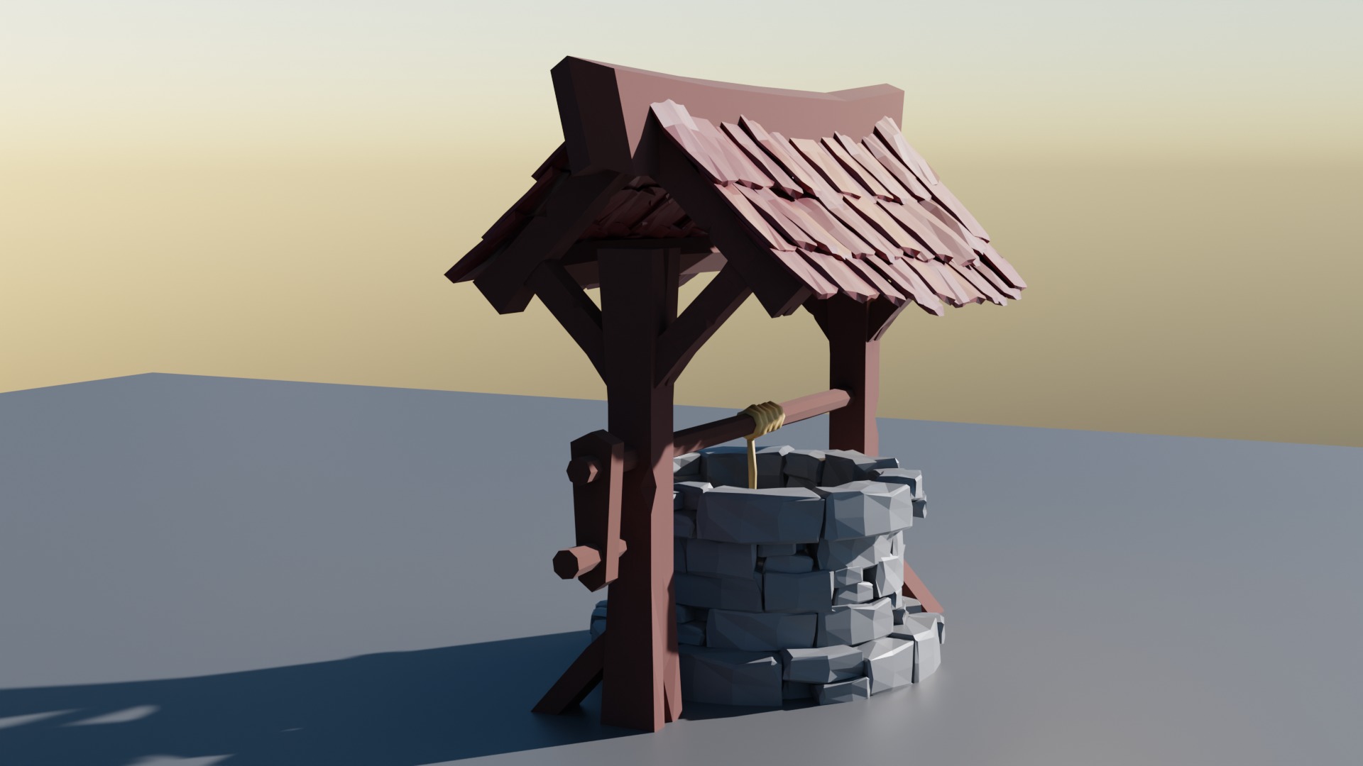 Water Well Low-poly 3D model_2