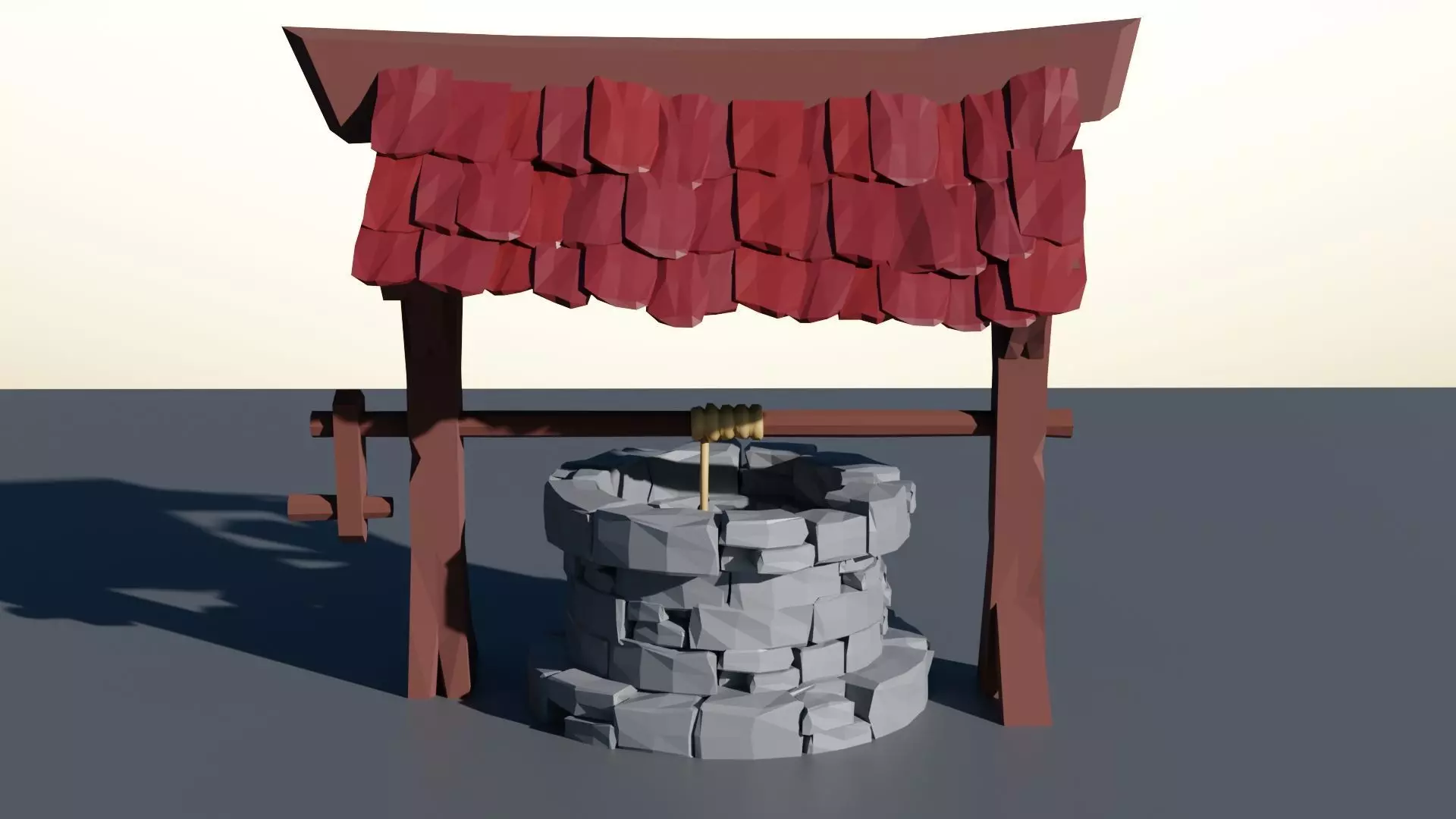 Water Well Low-poly 3D model_0