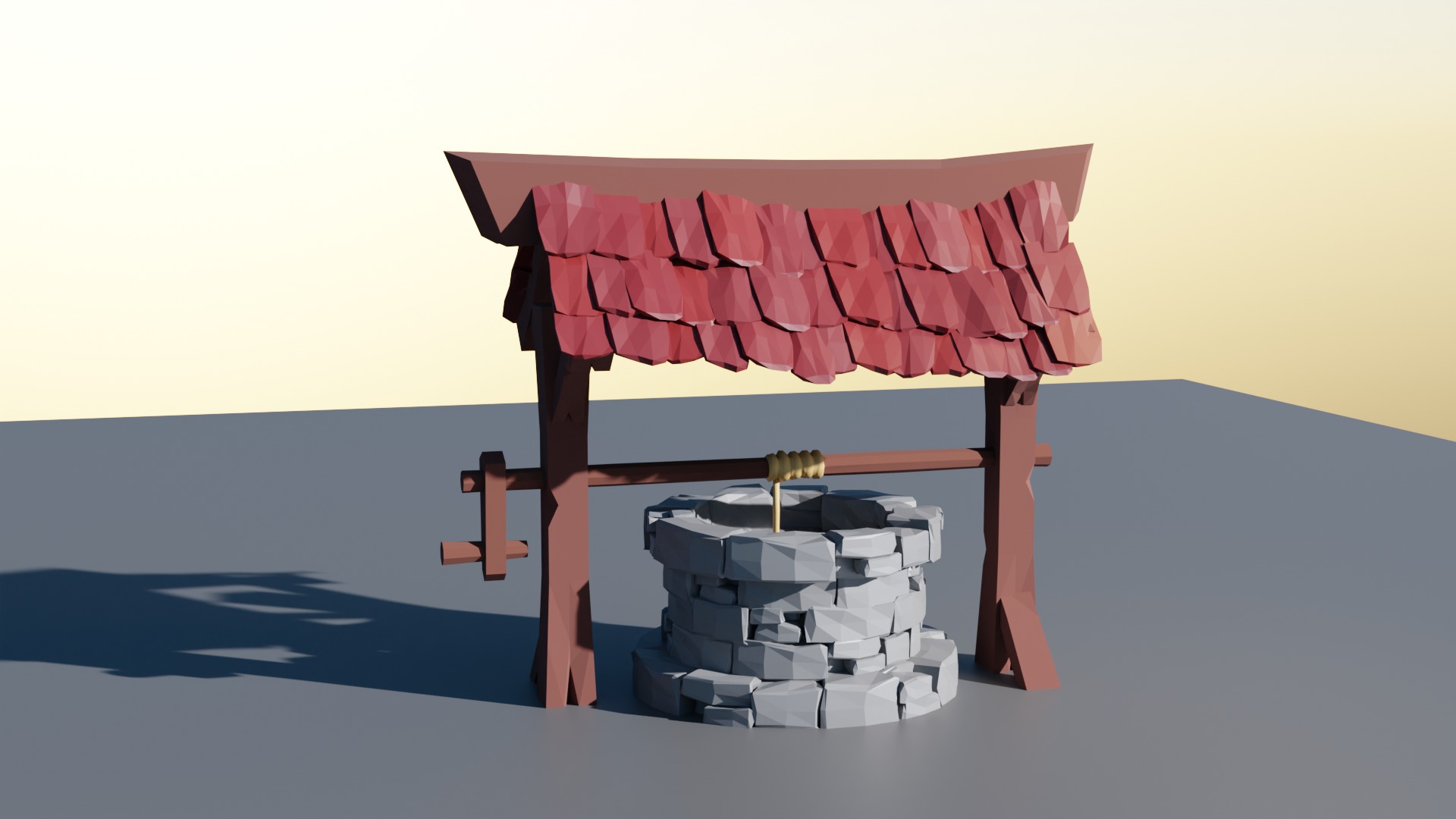 Water Well Low-poly 3D model_1