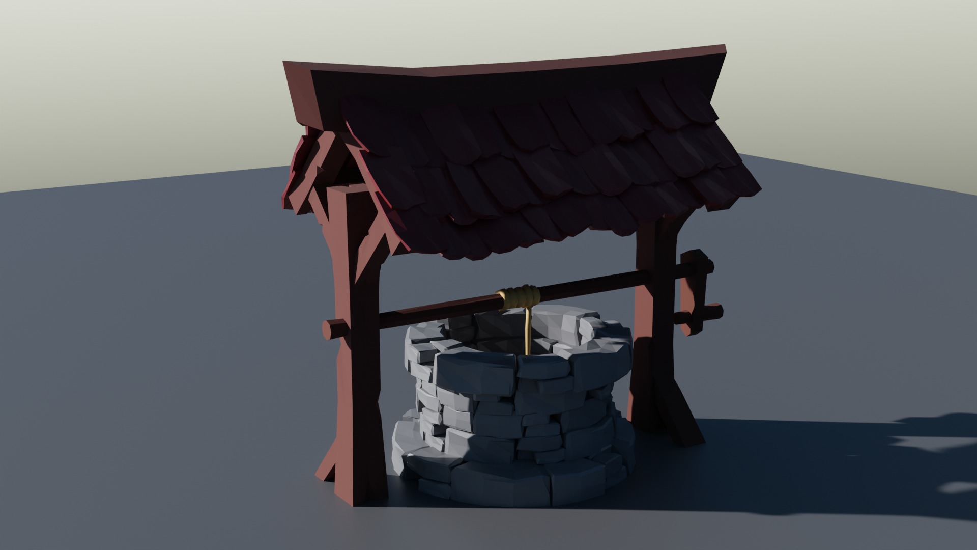 Water Well Low-poly 3D model_3
