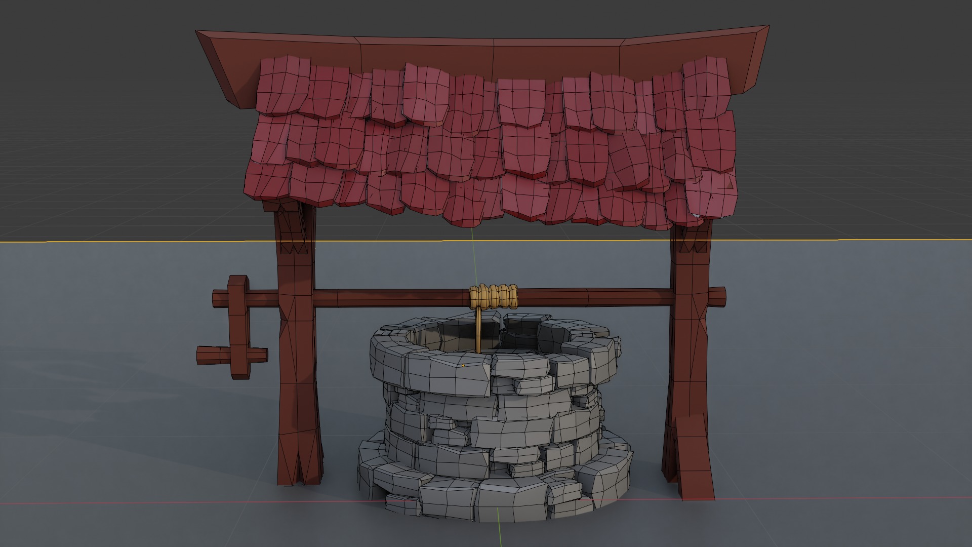 Water Well Low-poly 3D model_5