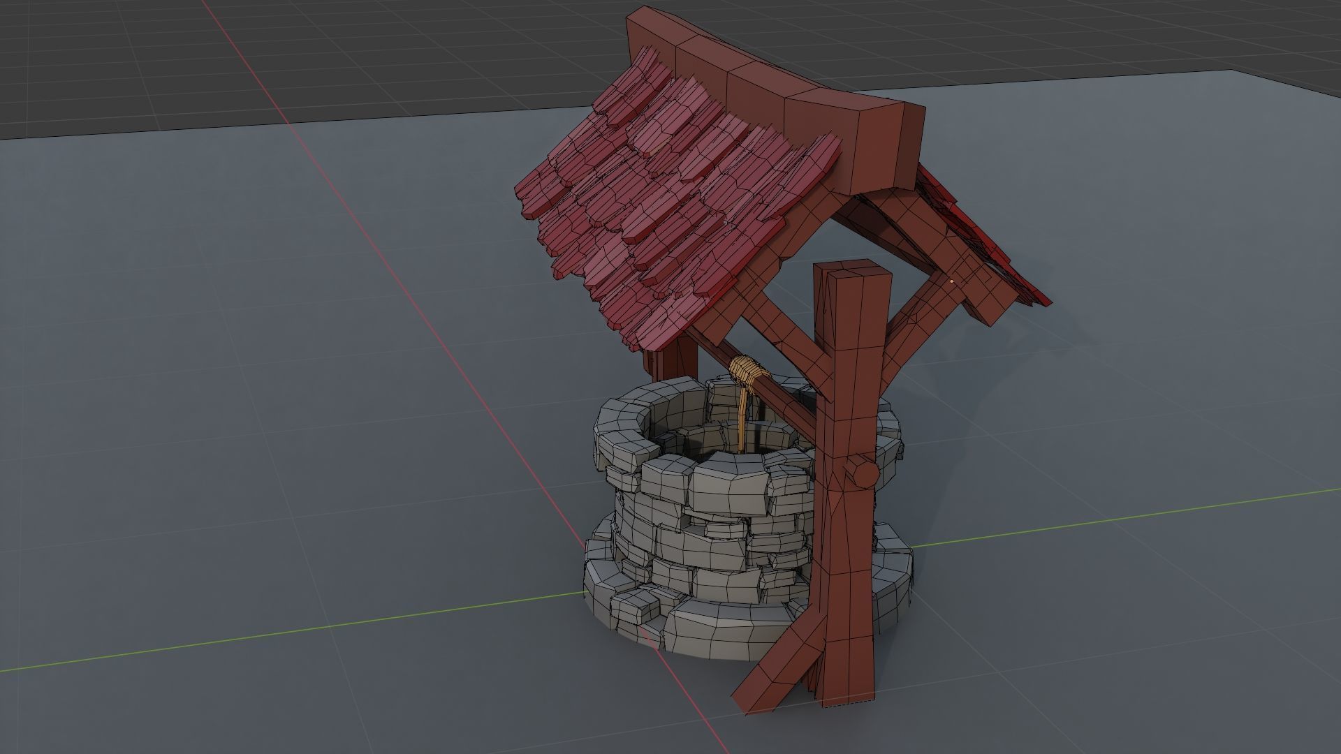 Water Well Low-poly 3D model_4