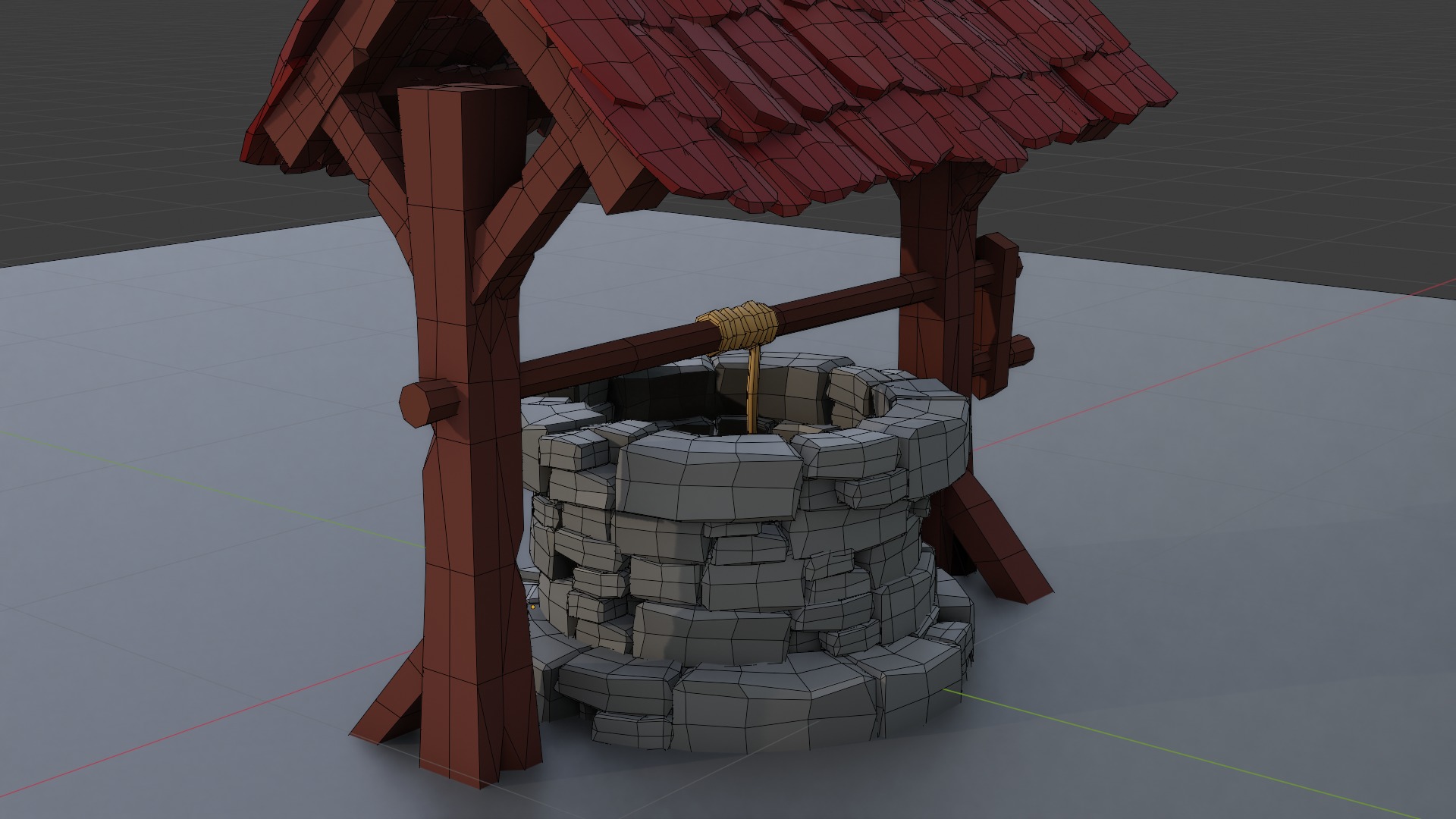 Water Well Low-poly 3D model_7