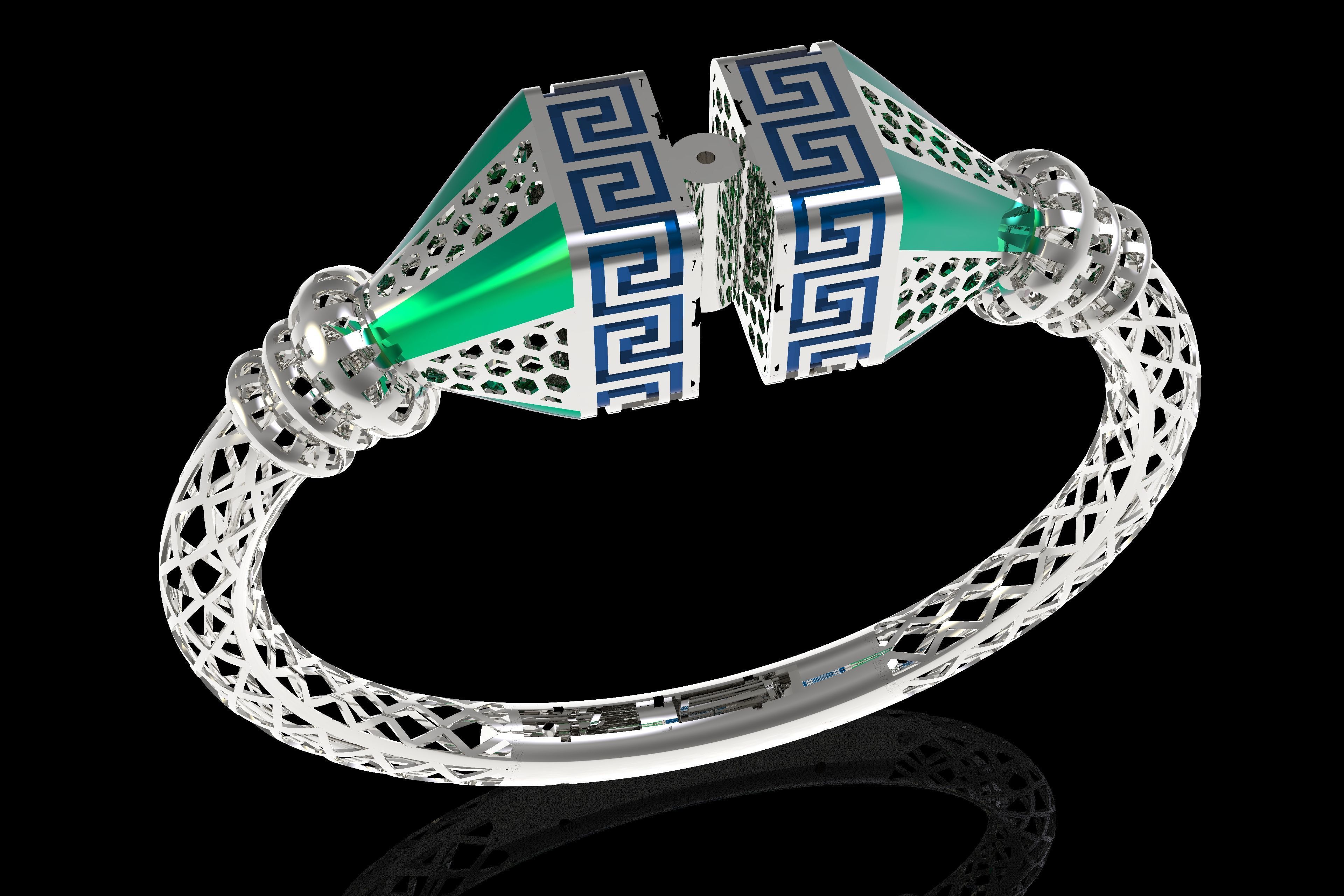 Tiraa Kada Oval Style Gold Bracelet 3D print model_10