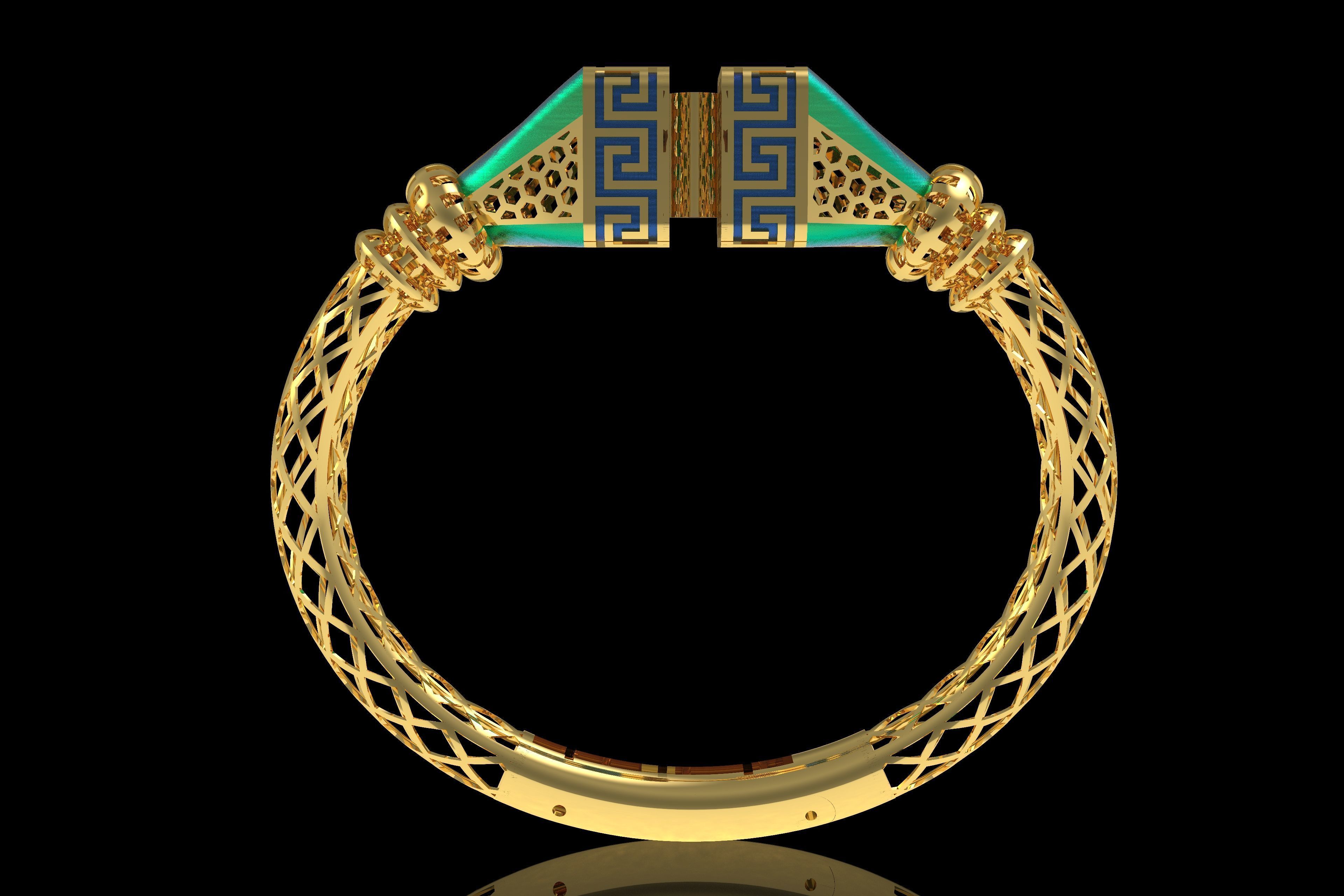 Tiraa Kada Oval Style Gold Bracelet 3D print model_2