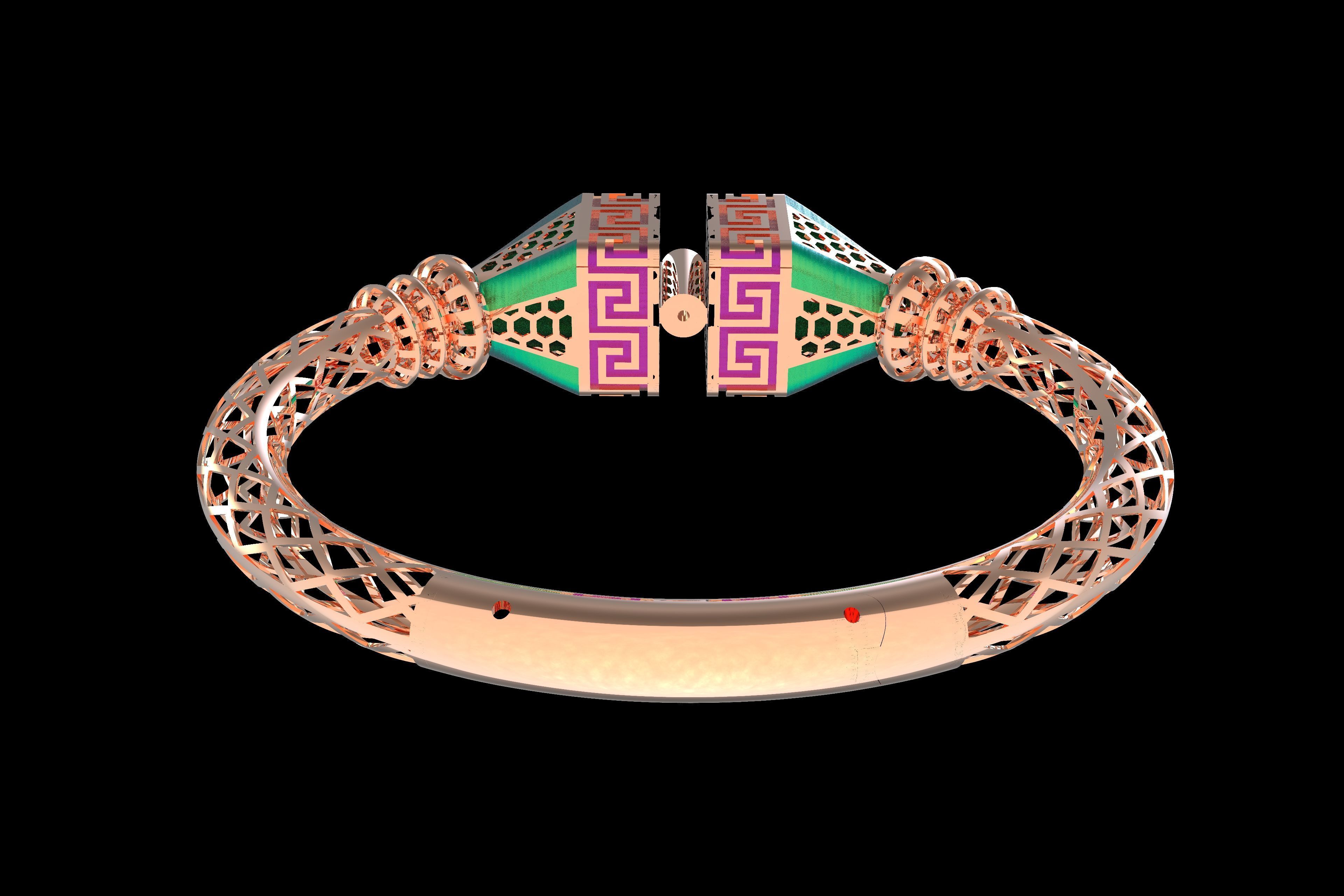 Tiraa Kada Oval Style Gold Bracelet 3D print model_8