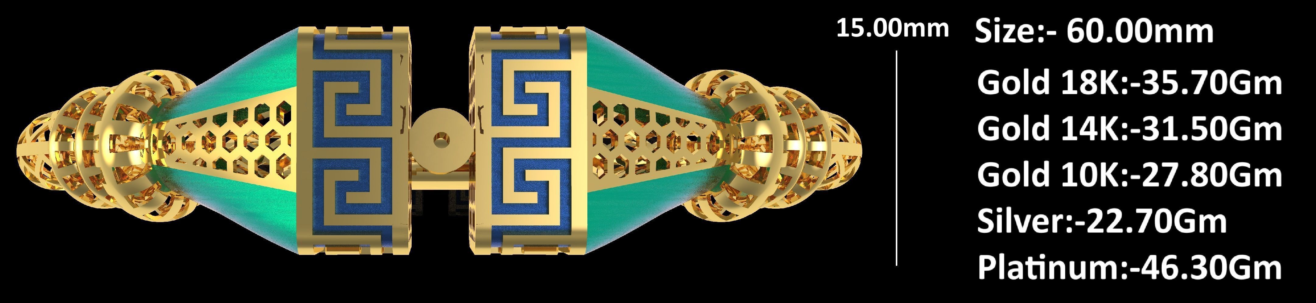 Tiraa Kada Oval Style Gold Bracelet 3D print model_13