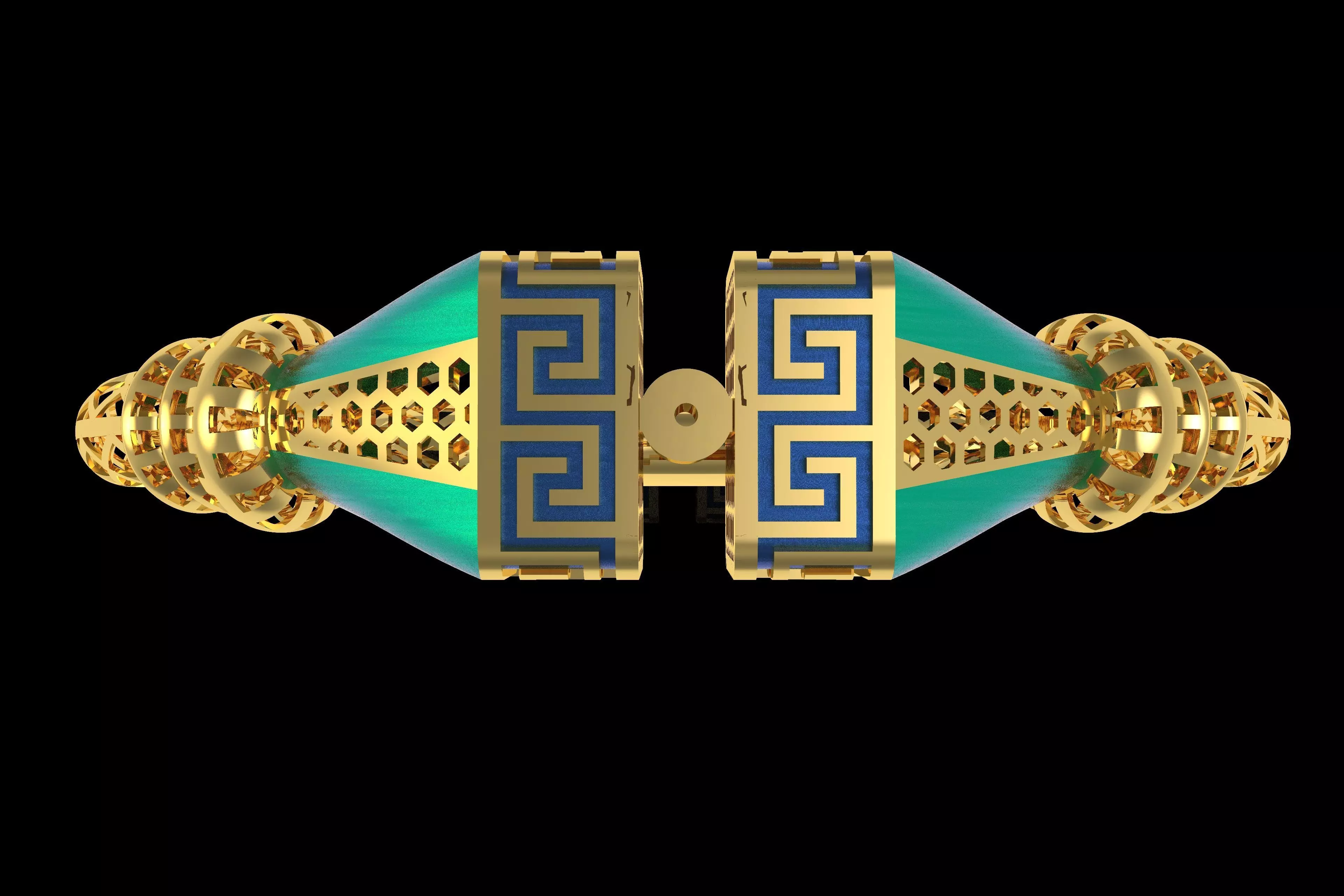 Tiraa Kada Oval Style Gold Bracelet 3D print model_0