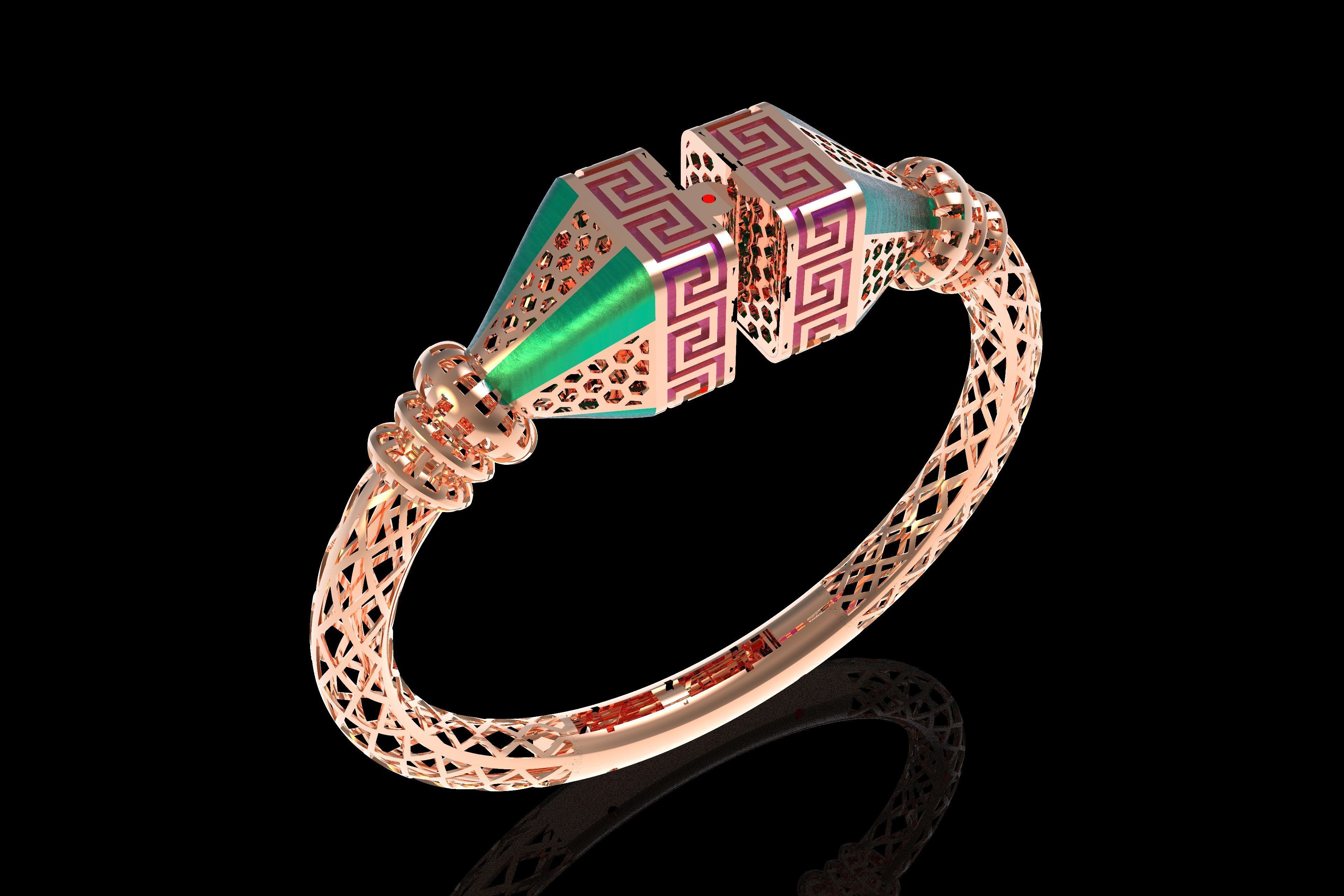 Tiraa Kada Oval Style Gold Bracelet 3D print model_5