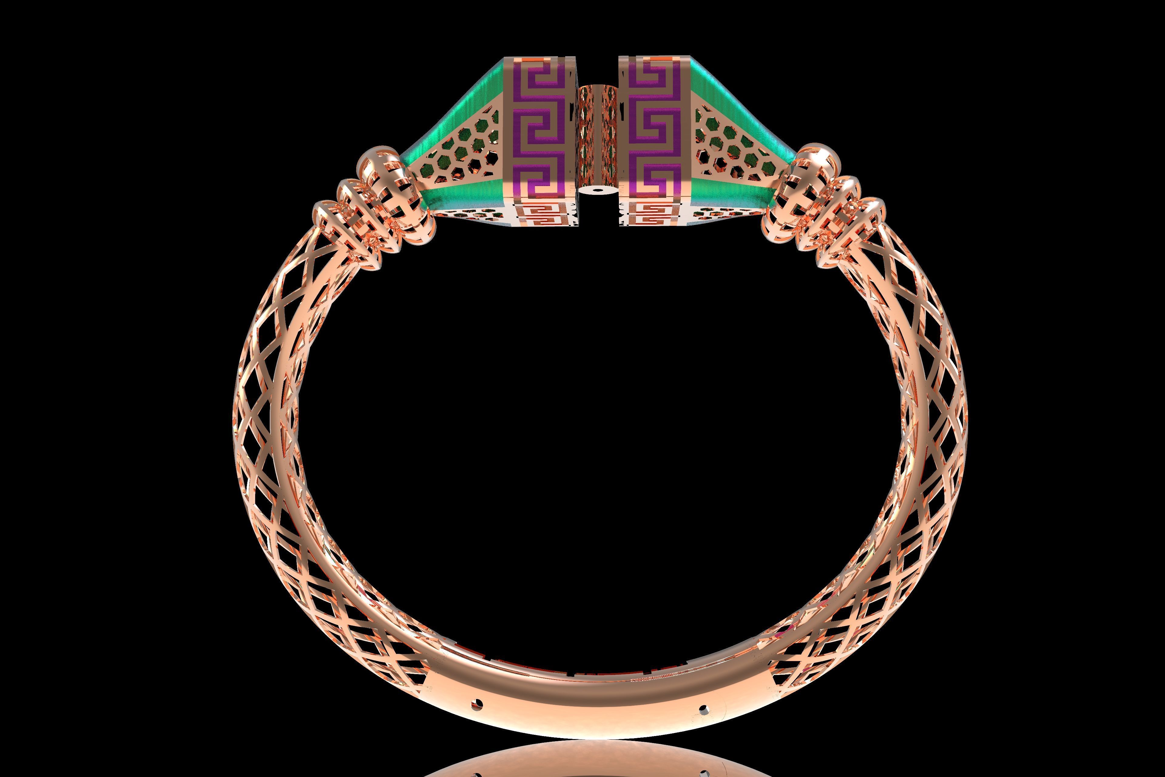 Tiraa Kada Oval Style Gold Bracelet 3D print model_6
