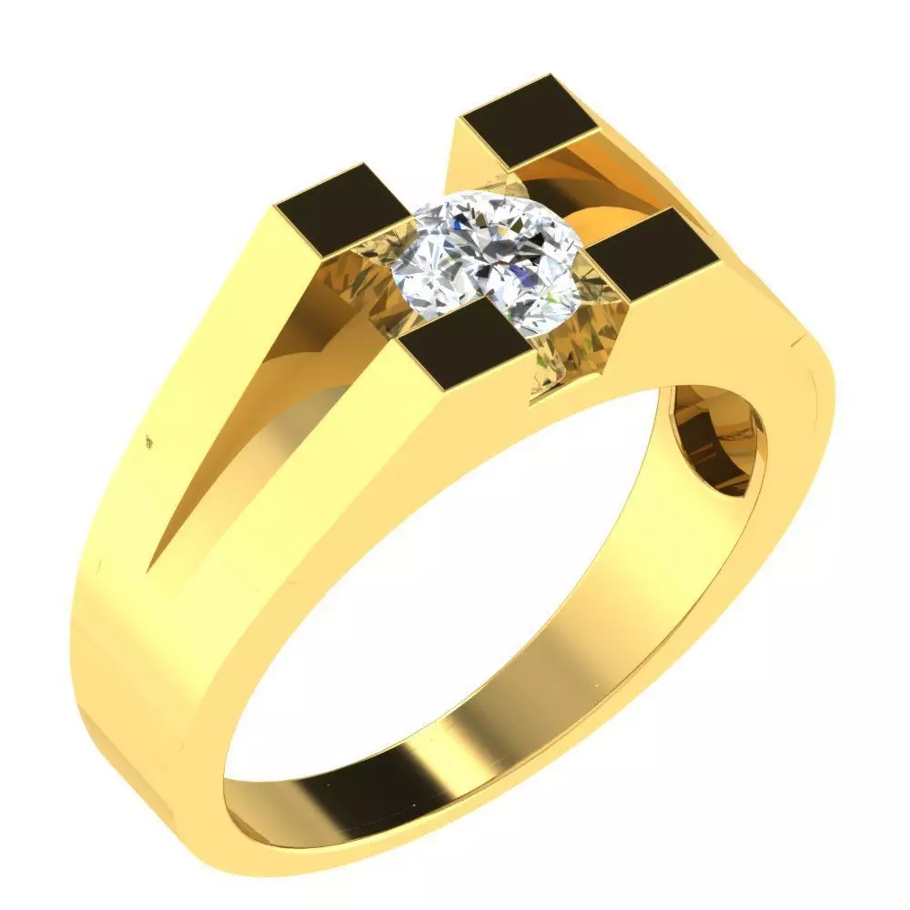 Light Weight Yellow Gold Diamond Ring DR-6701 3D print model