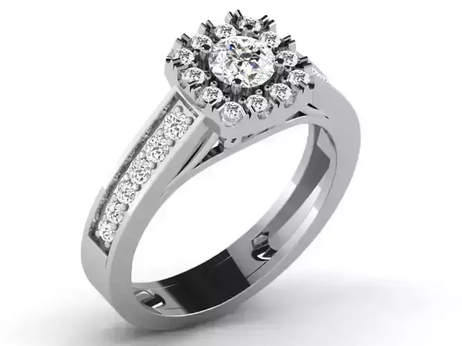 Light Weight White Gold Diamond Ring DR-6710 3D print model