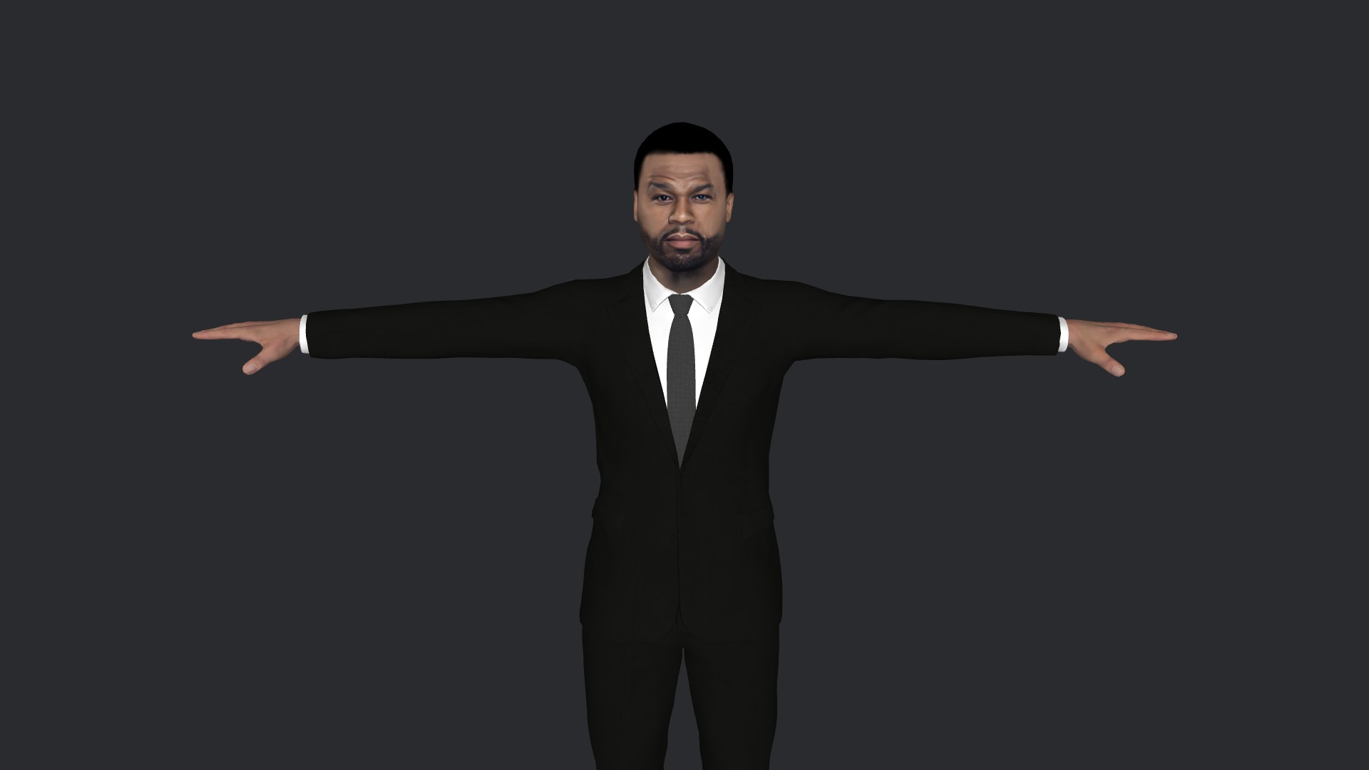 50 Cent Hyper Realistic Full Body Fully Rigged 3D Character Low-poly 3D model_1