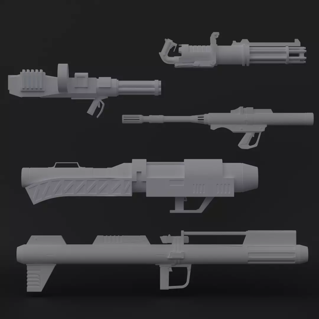 Clone Trooper Big Weapons - One12 - STL files 3D print model_0