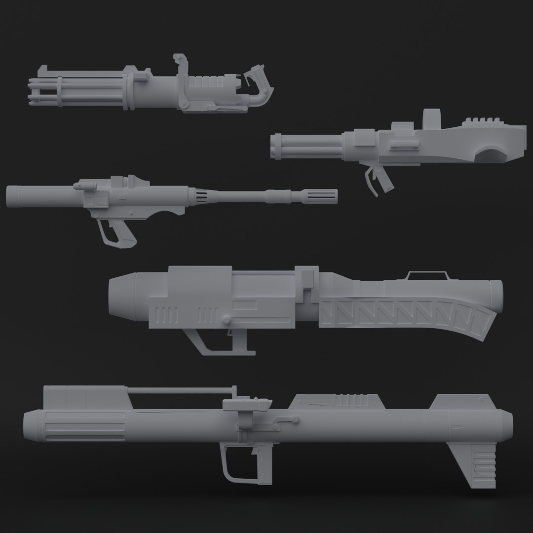 Clone Trooper Big Weapons - One12 - STL files 3D print model_1