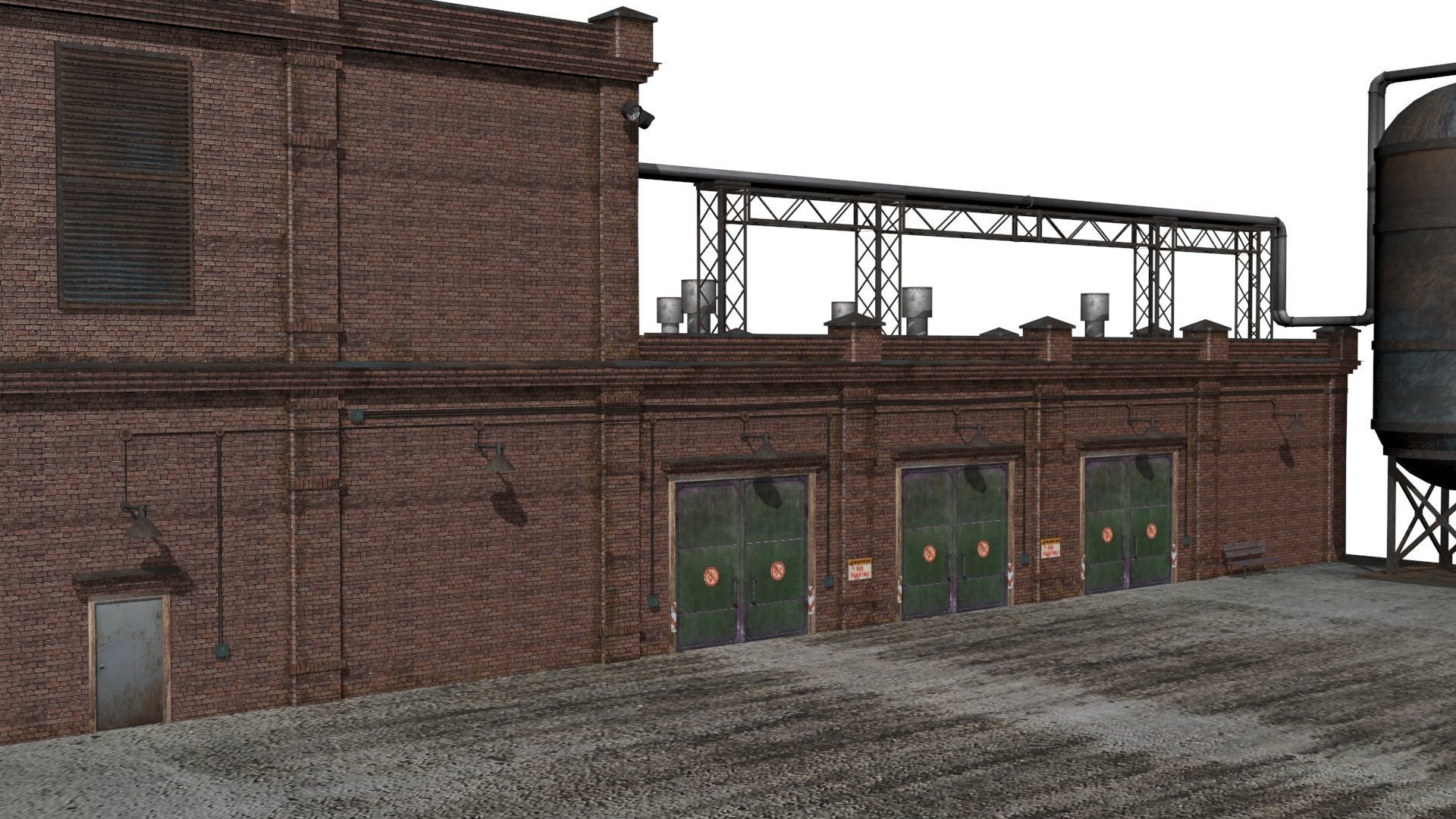 Old factory  Low-poly 3D model_10