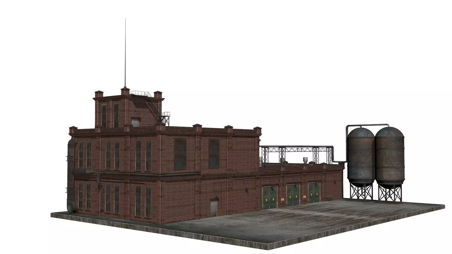 Old factory  Low-poly 3D model_0