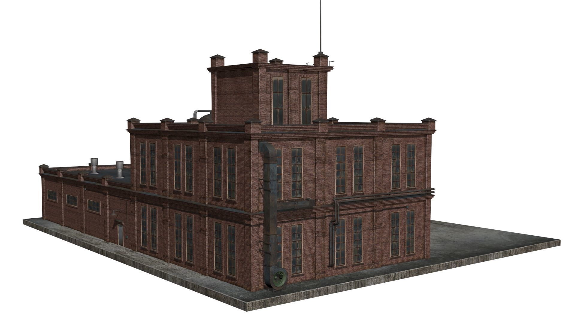 Old factory  Low-poly 3D model_7