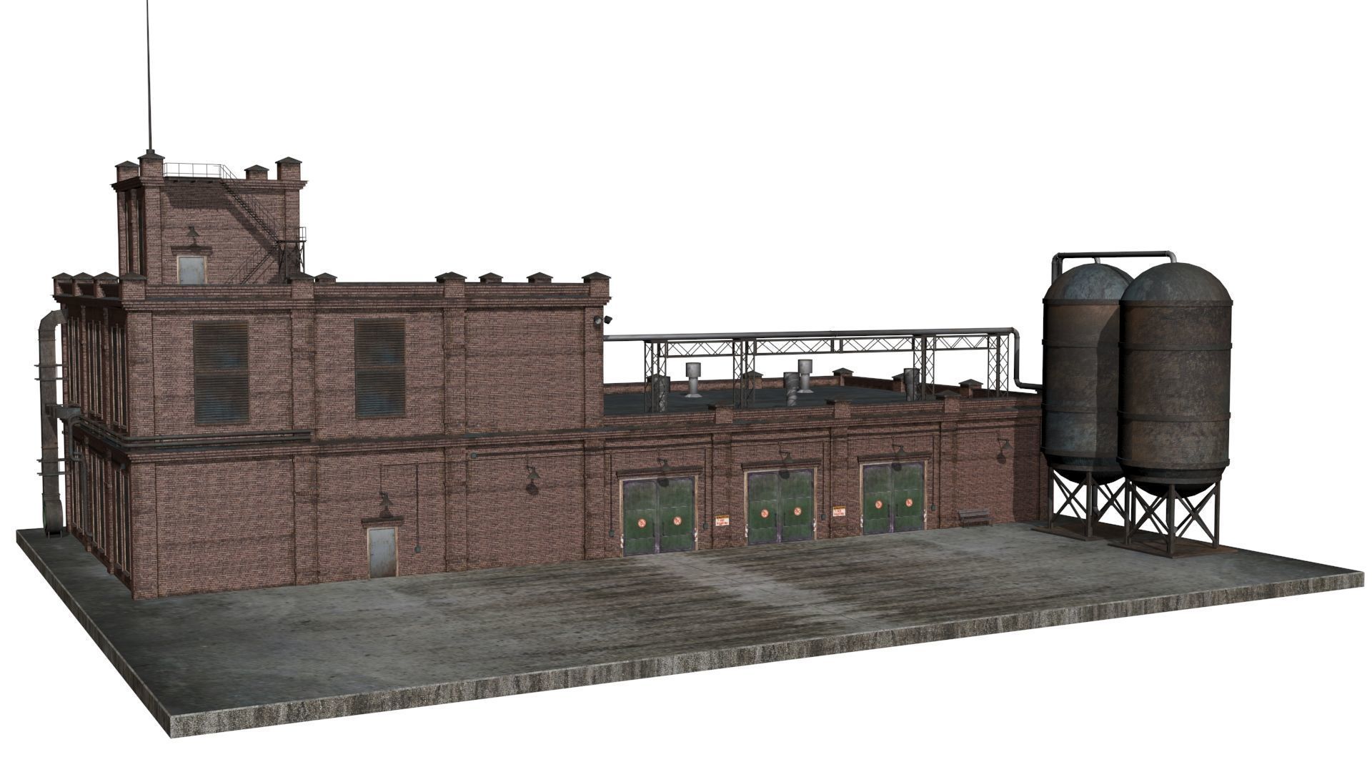Old factory  Low-poly 3D model_1