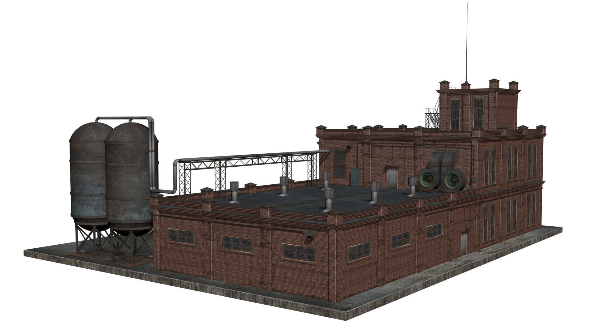 Old factory  Low-poly 3D model_4