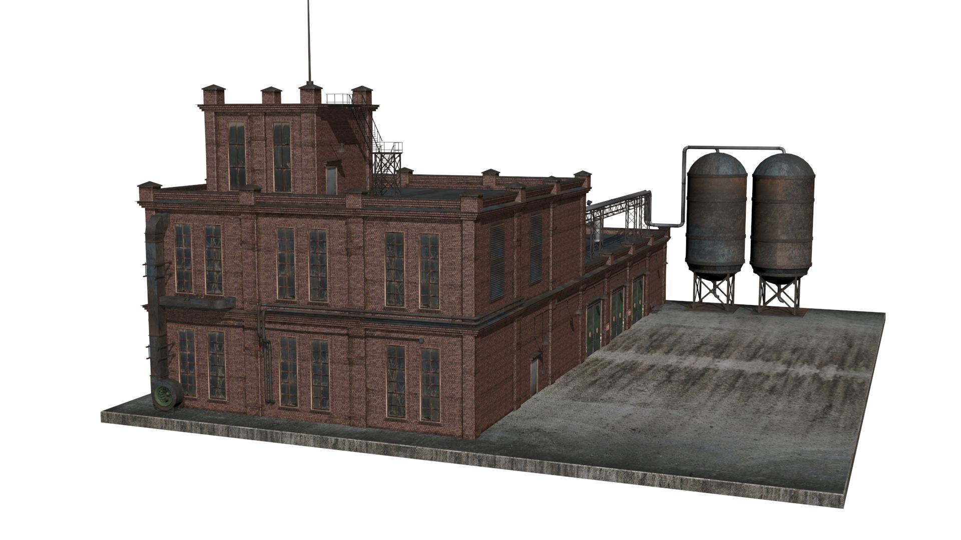 Old factory  Low-poly 3D model_8