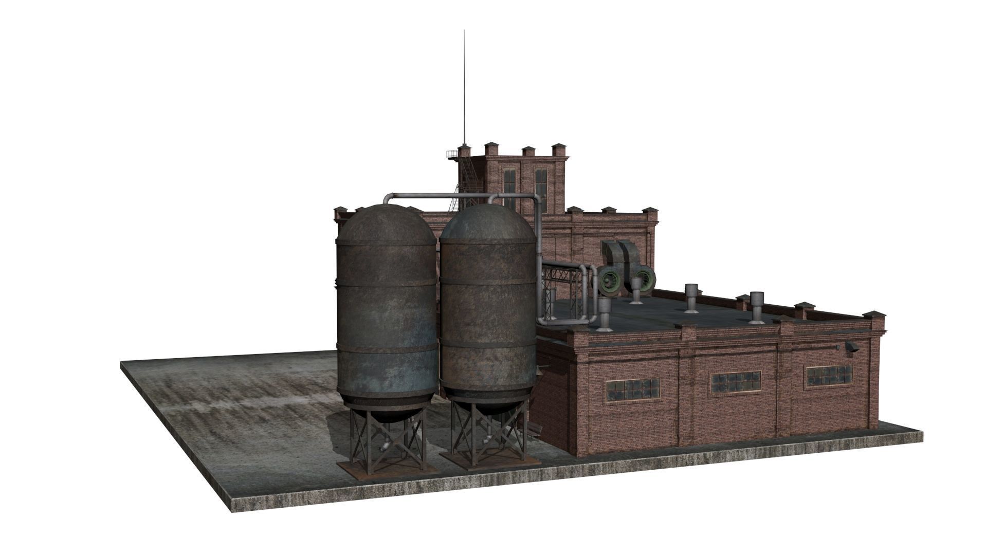 Old factory  Low-poly 3D model_3