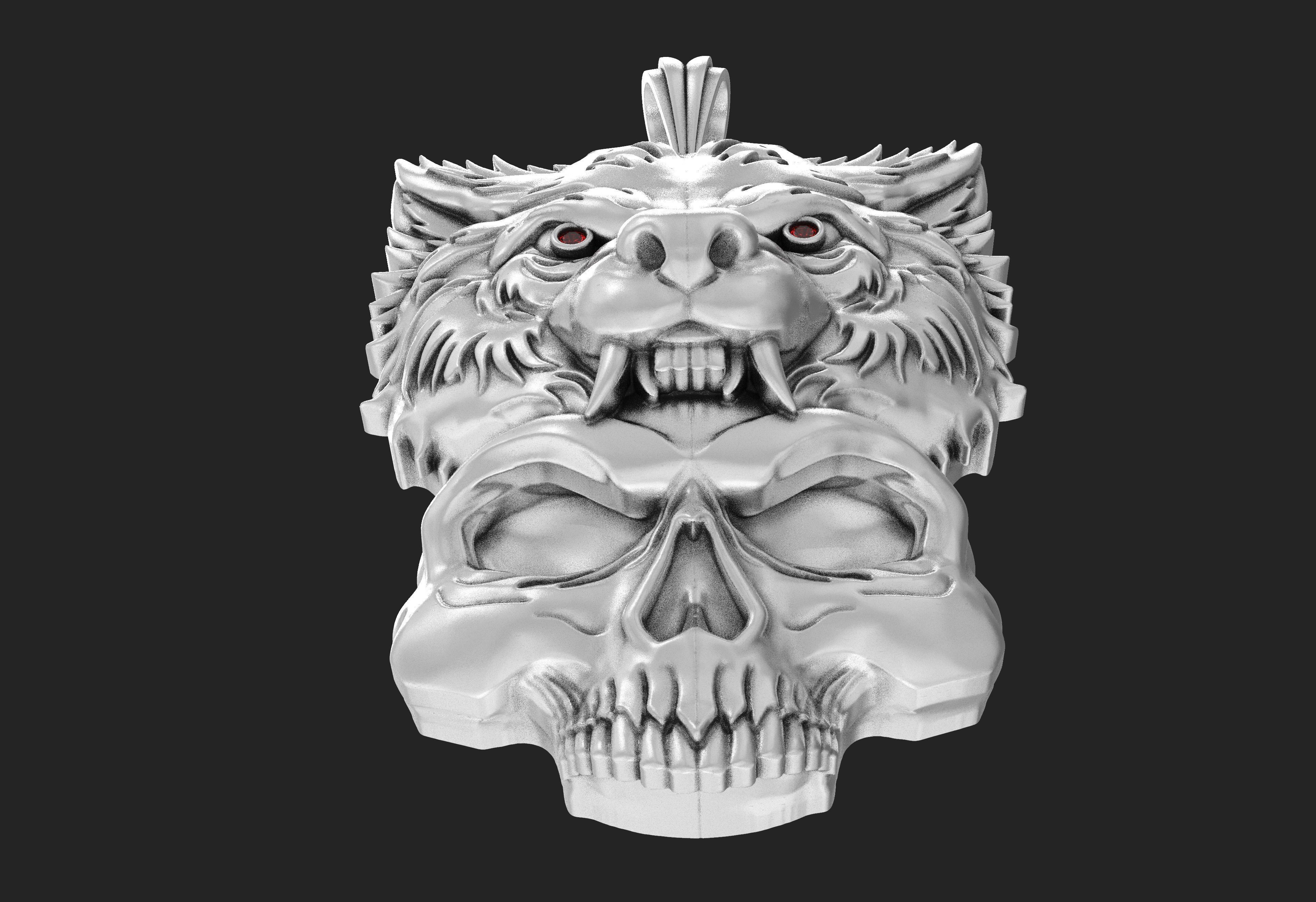 Skull Lion Gold Pendant 3D print model_8