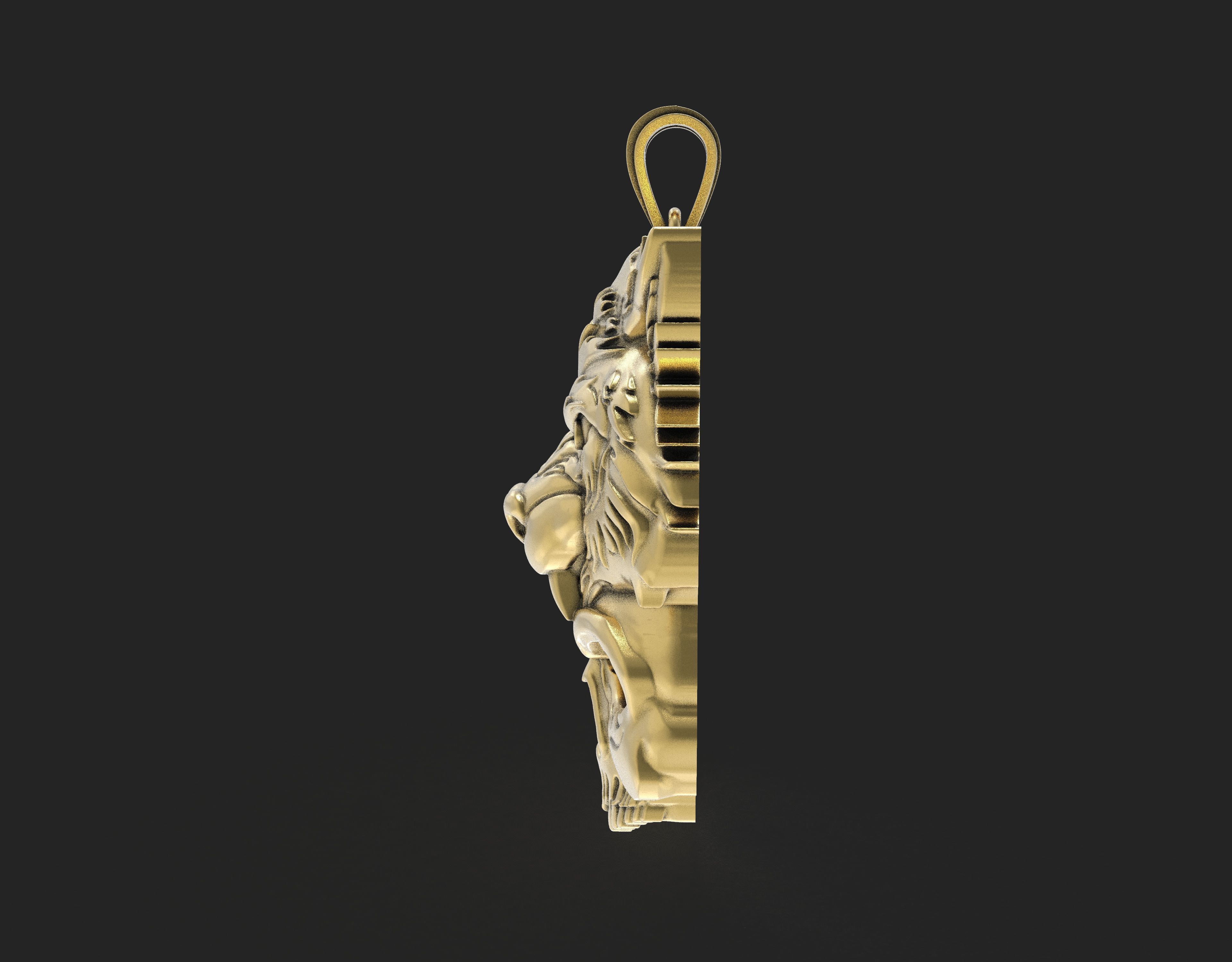 Skull Lion Gold Pendant 3D print model_2