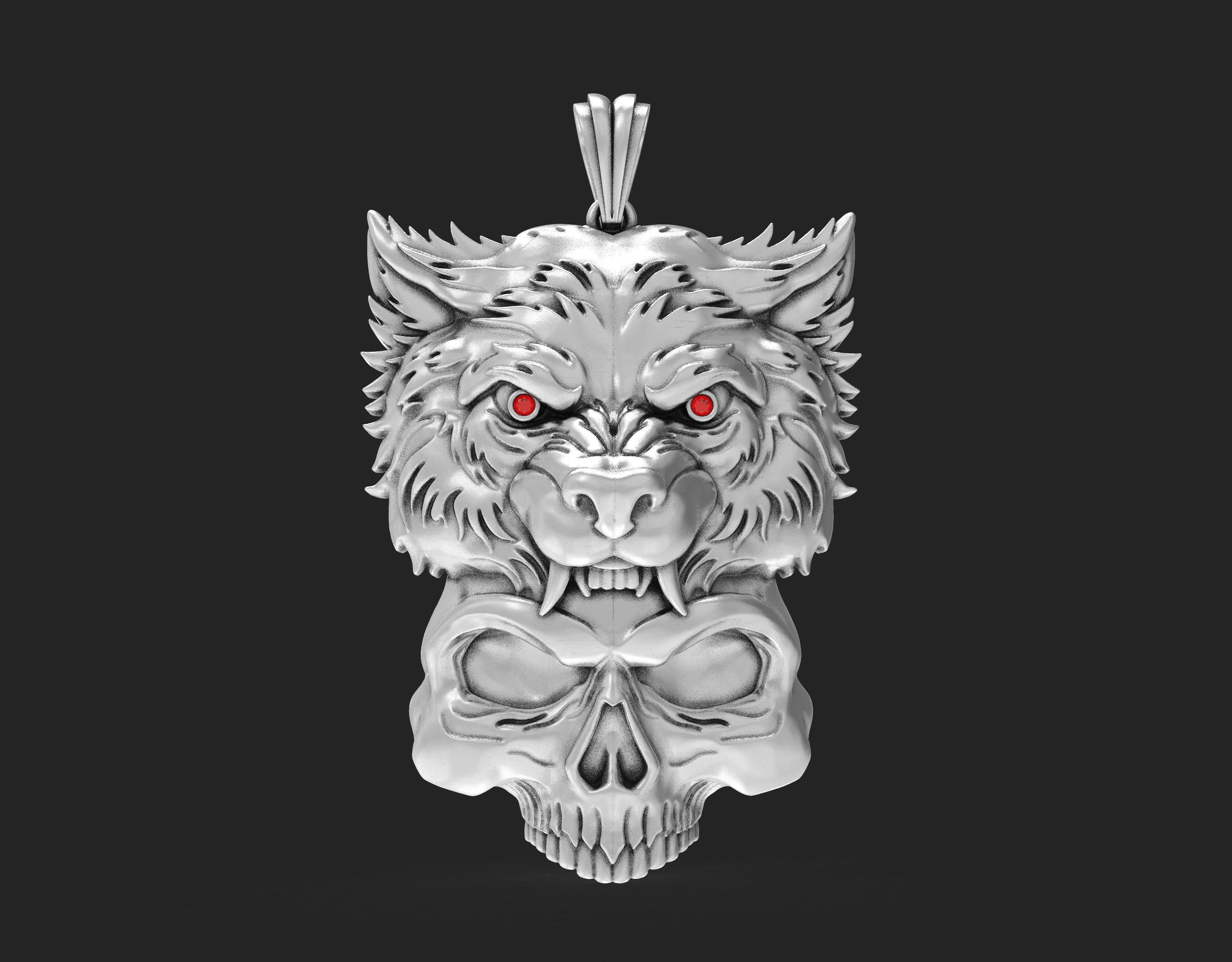 Skull Lion Gold Pendant 3D print model_5