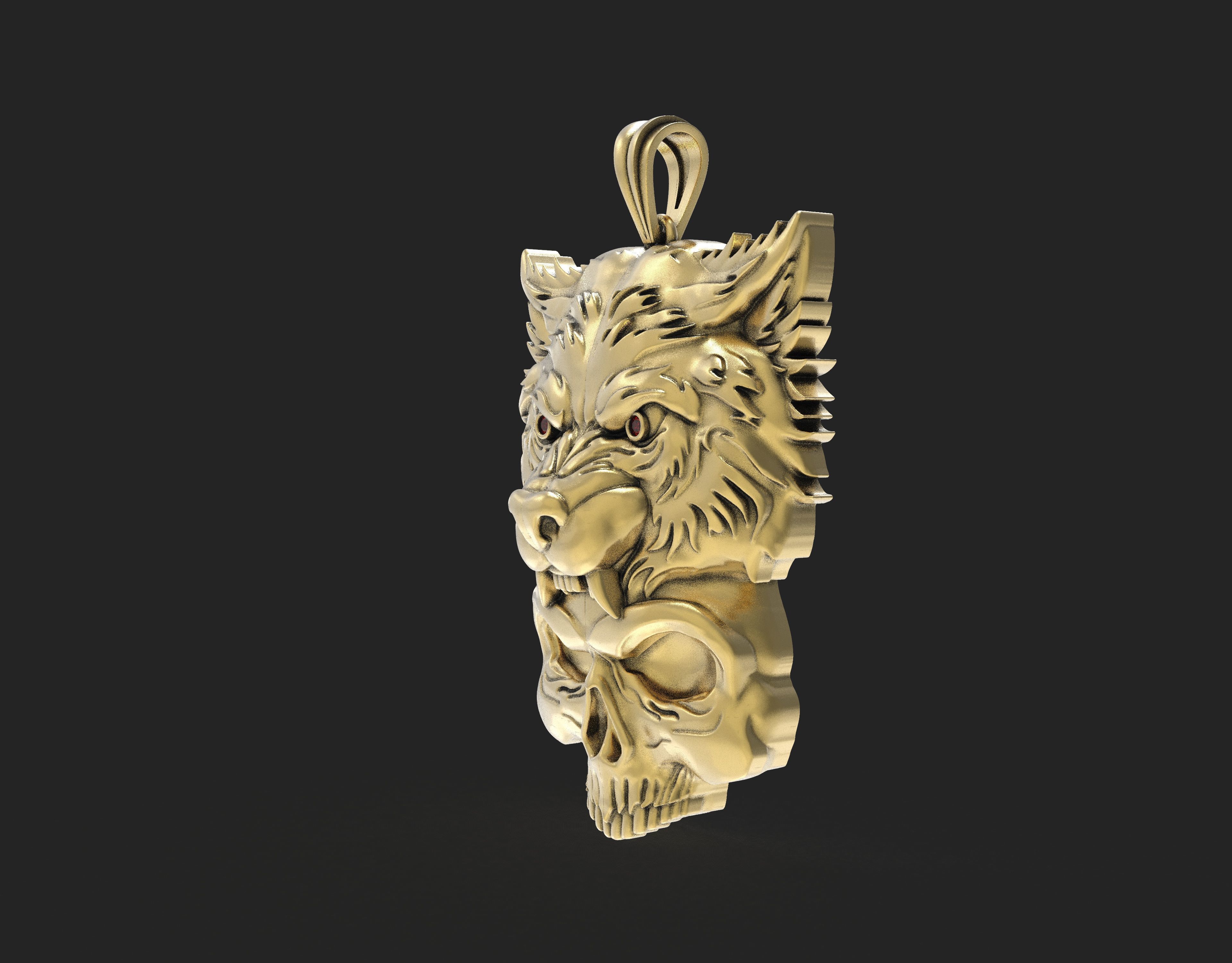 Skull Lion Gold Pendant 3D print model_1