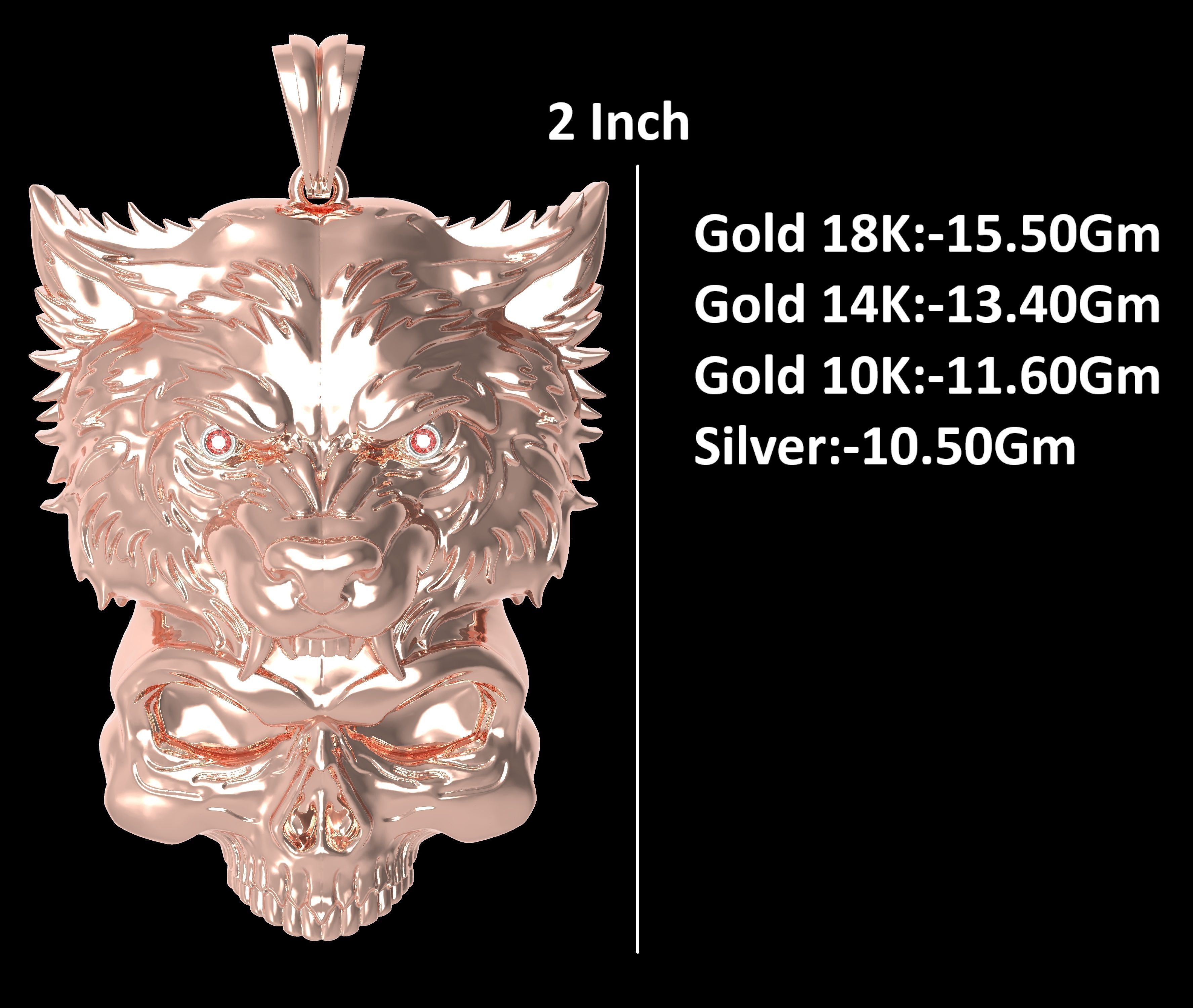 Skull Lion Gold Pendant 3D print model_10