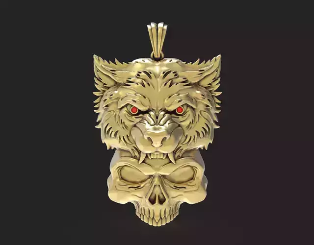 Skull Lion Gold Pendant