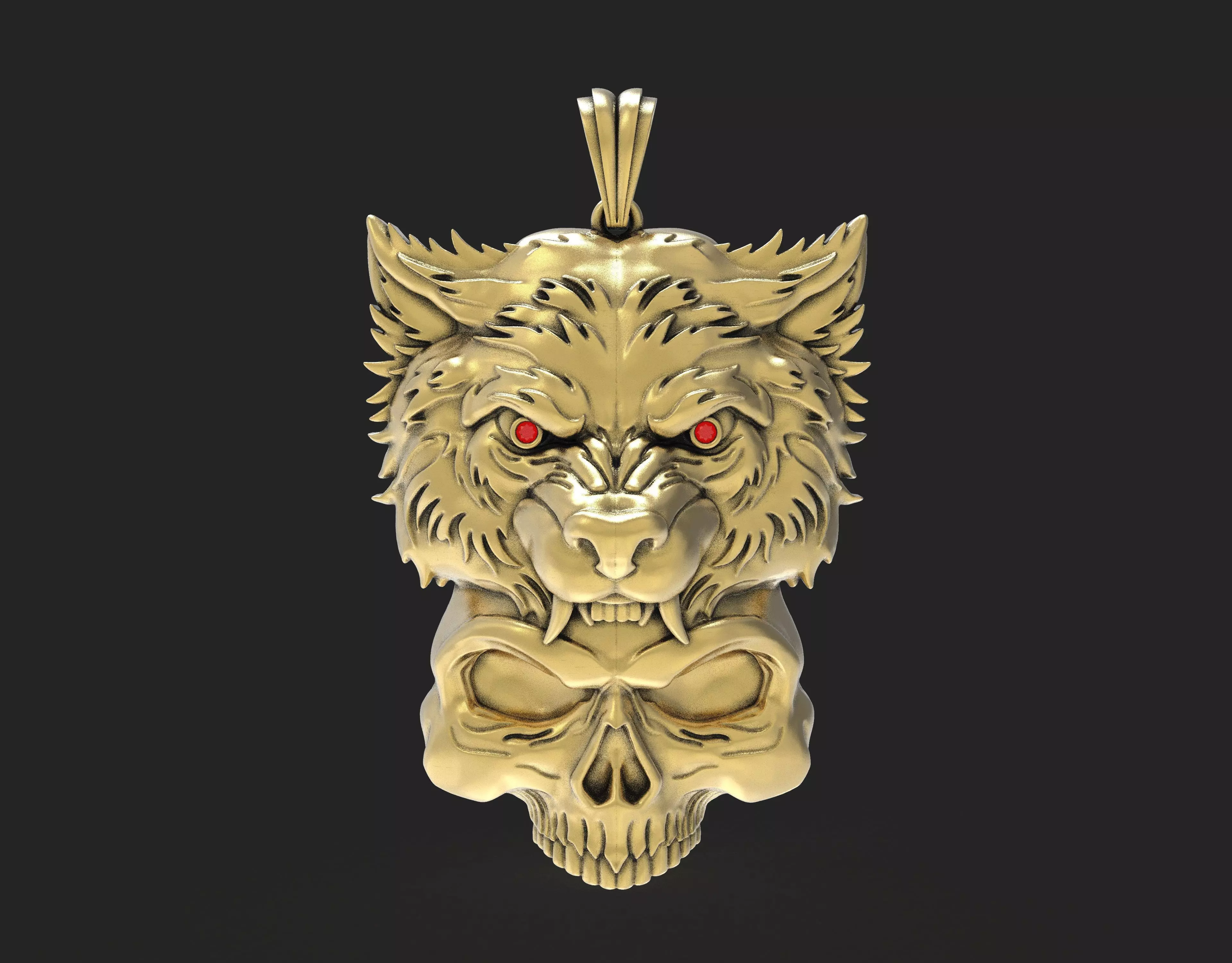 Skull Lion Gold Pendant 3D print model_0