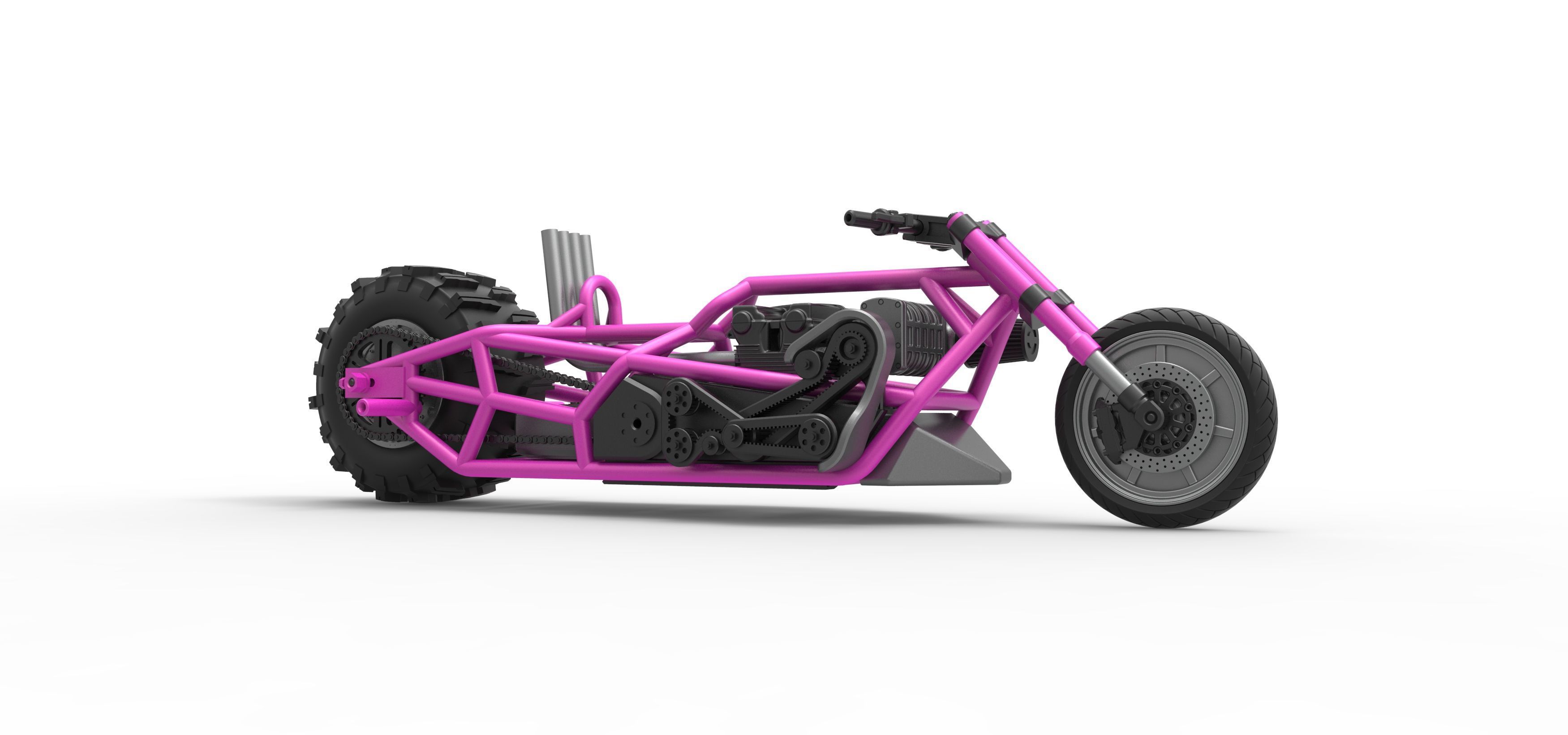 Top fuel Dirt dragster motorcycle Base Scale 1 to 25 3D print model_24