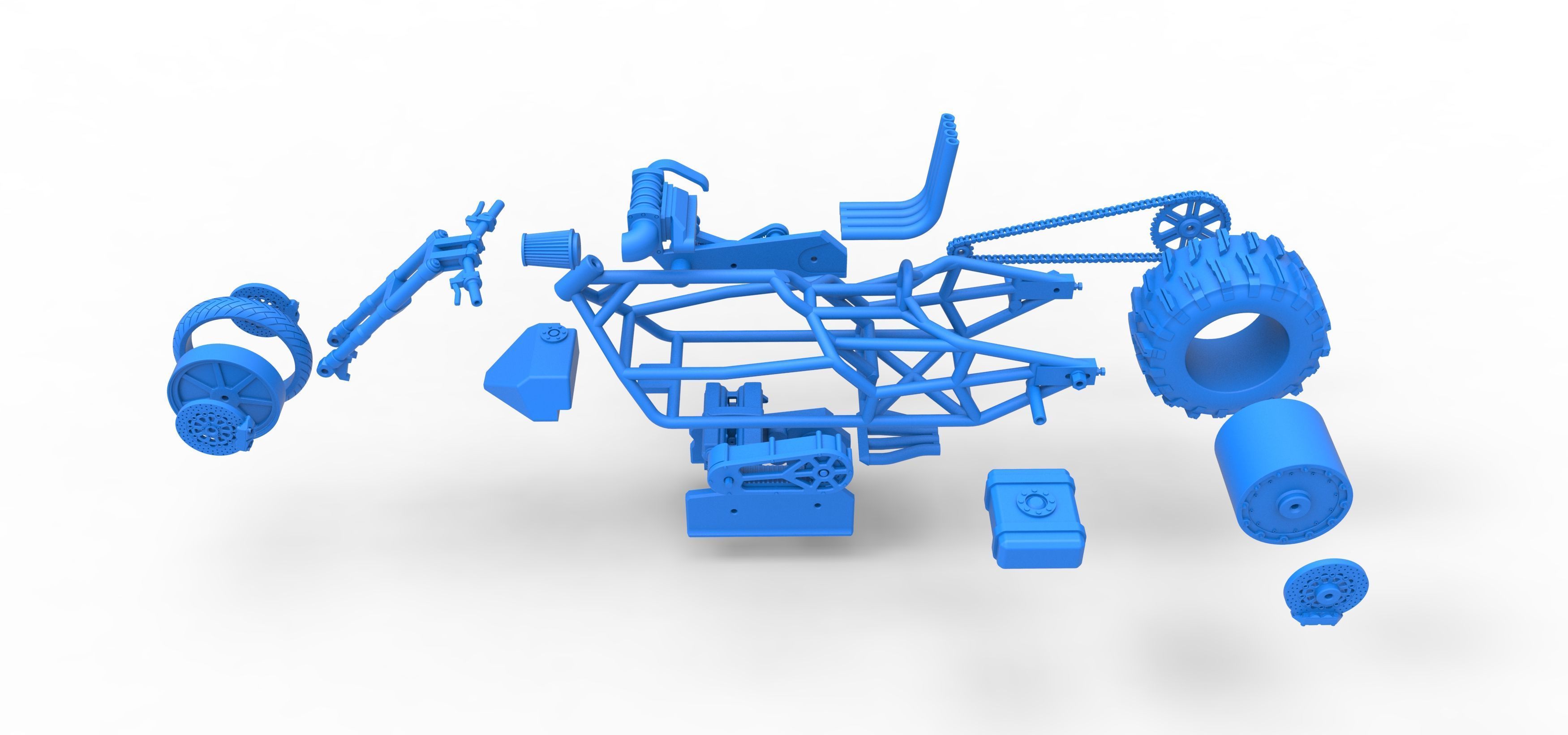 Top fuel Dirt dragster motorcycle Base Scale 1 to 25 3D print model_57