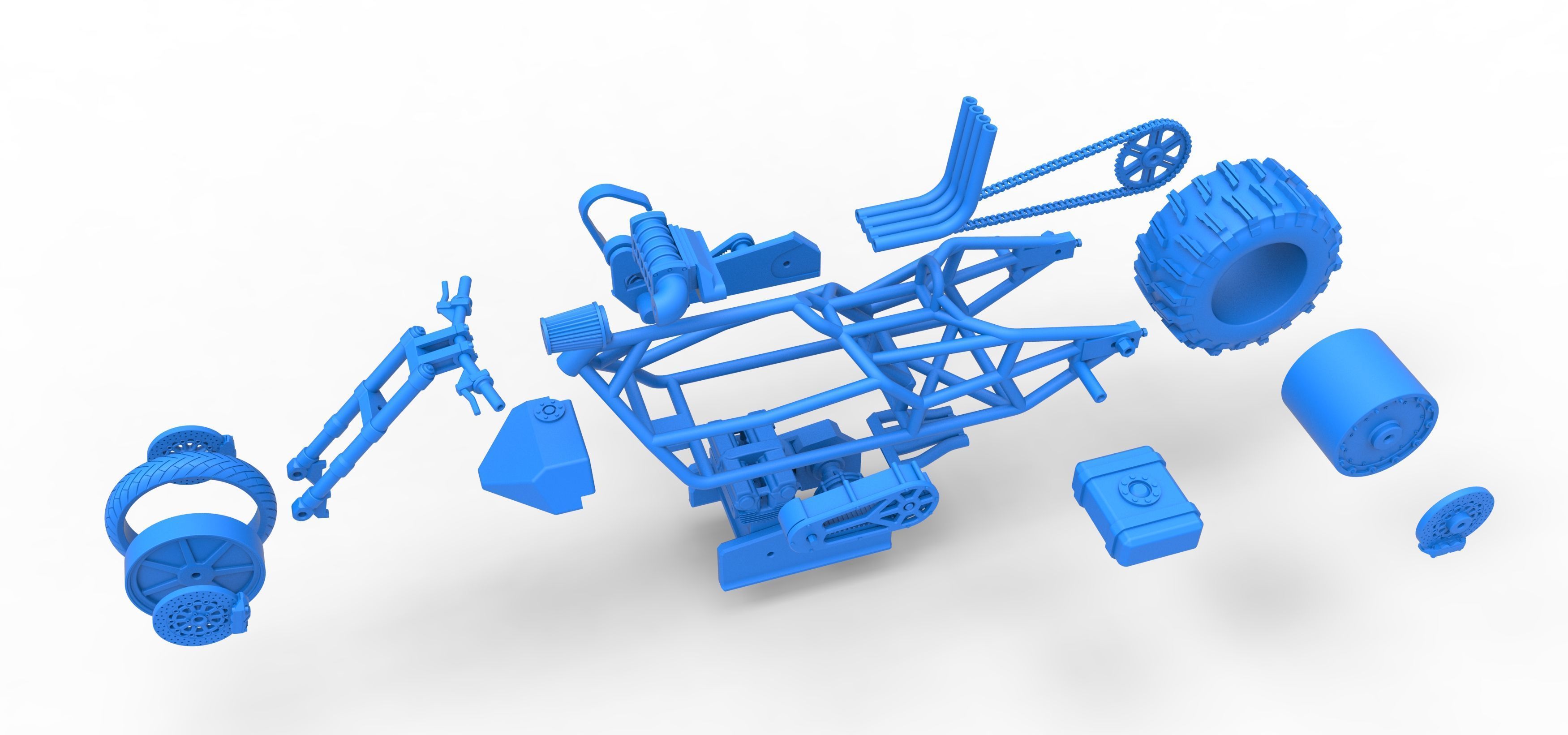 Top fuel Dirt dragster motorcycle Base Scale 1 to 25 3D print model_53