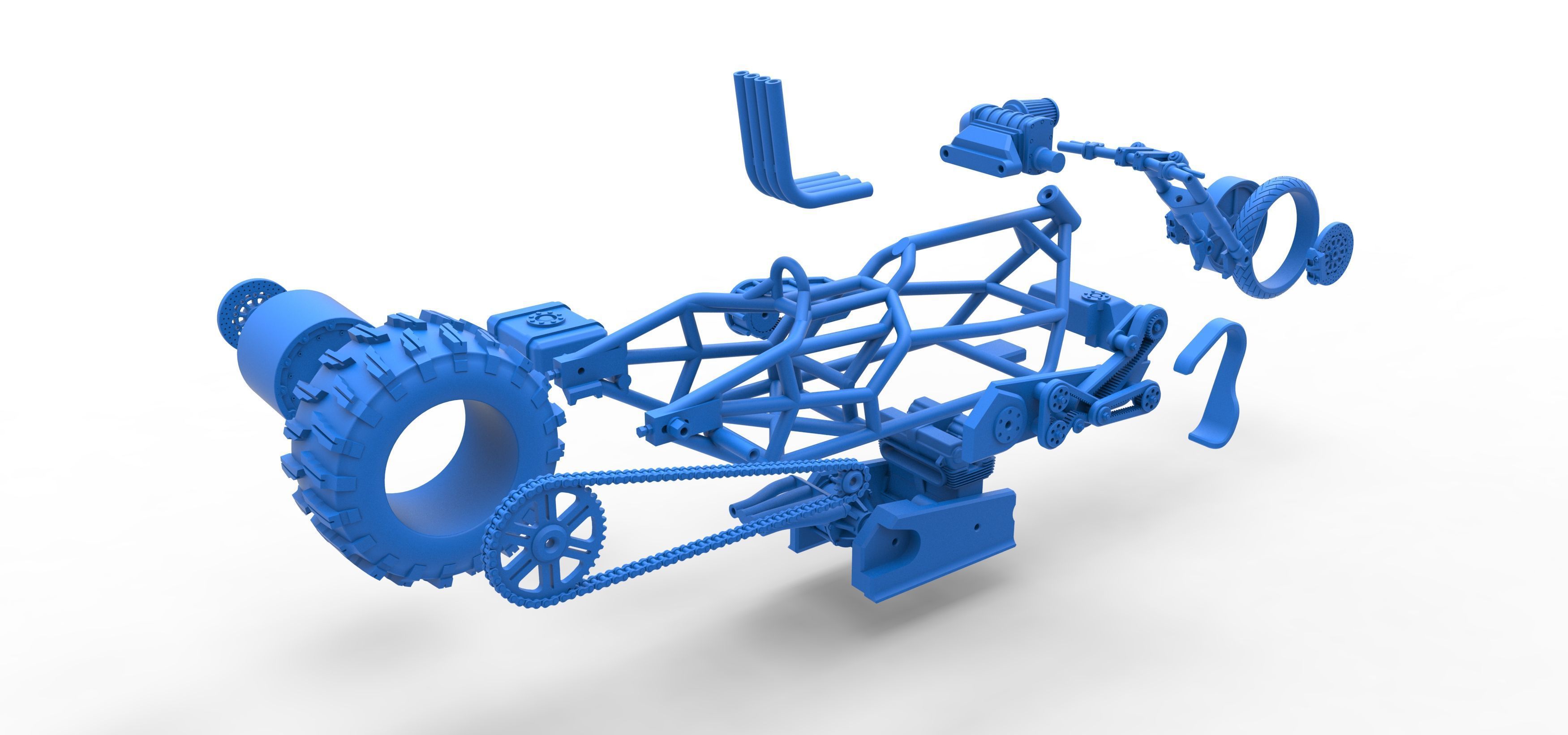 Top fuel Dirt dragster motorcycle Base Scale 1 to 25 3D print model_60