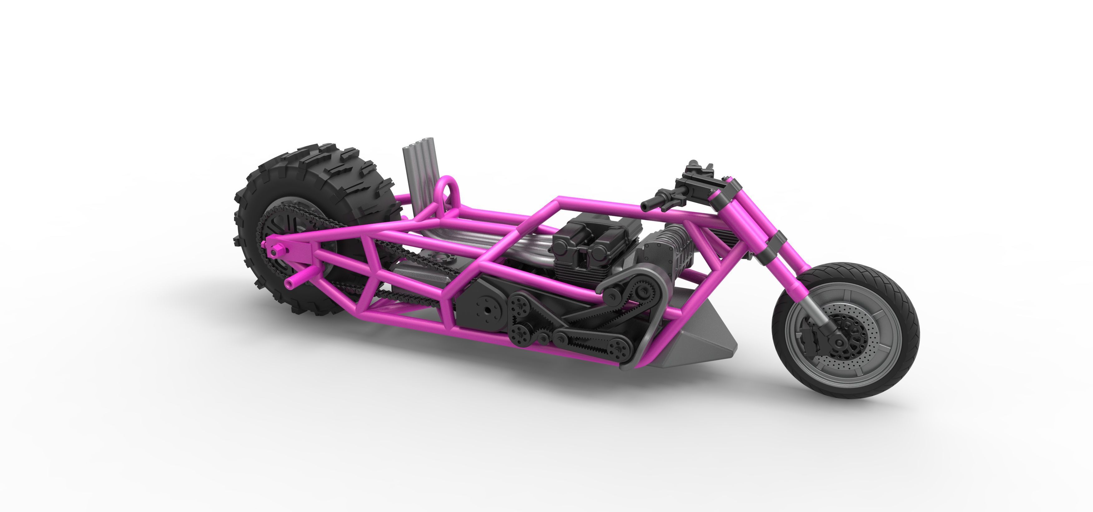 Top fuel Dirt dragster motorcycle Base Scale 1 to 25 3D print model_23