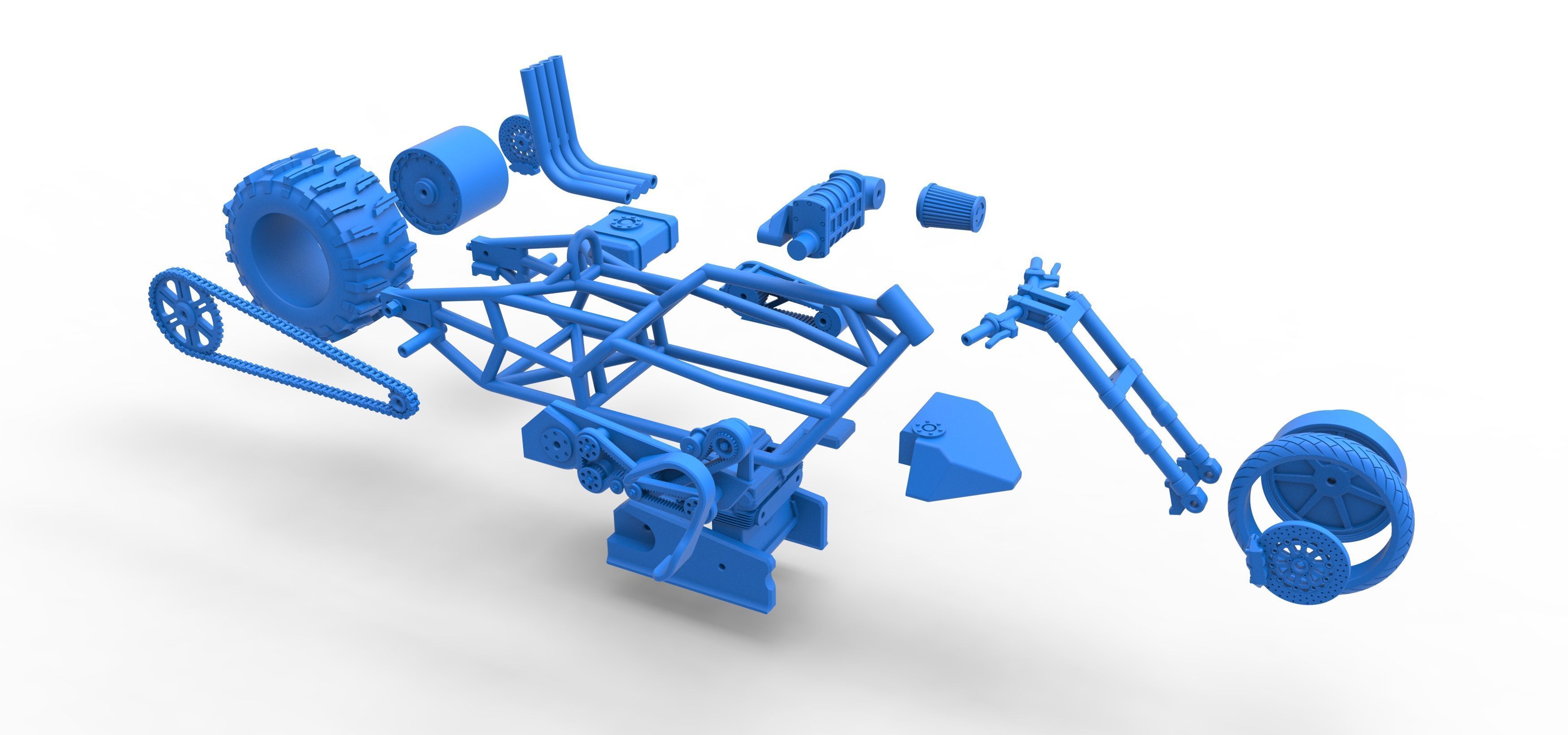 Top fuel Dirt dragster motorcycle Base Scale 1 to 25 3D print model_62