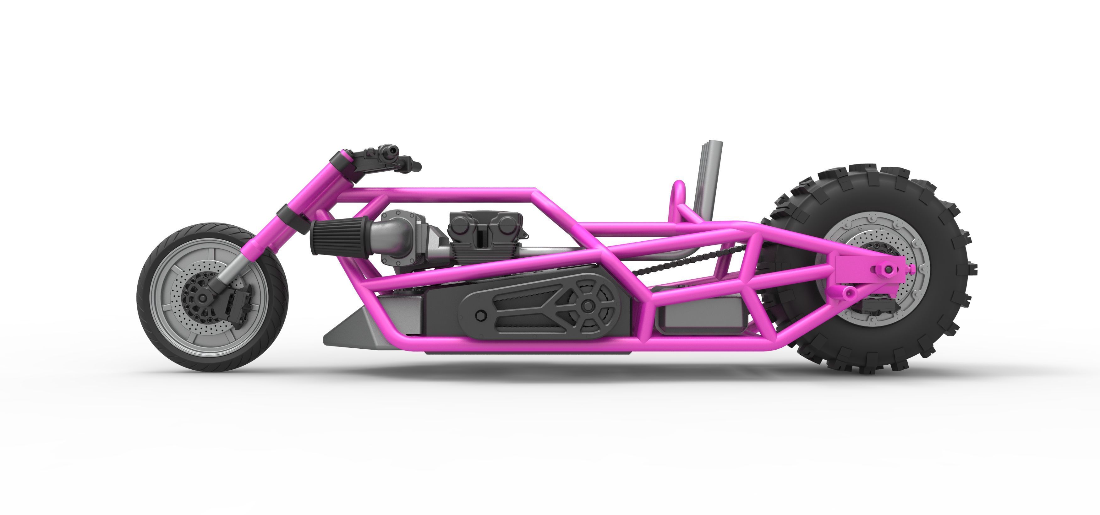 Top fuel Dirt dragster motorcycle Base Scale 1 to 25 3D print model_8