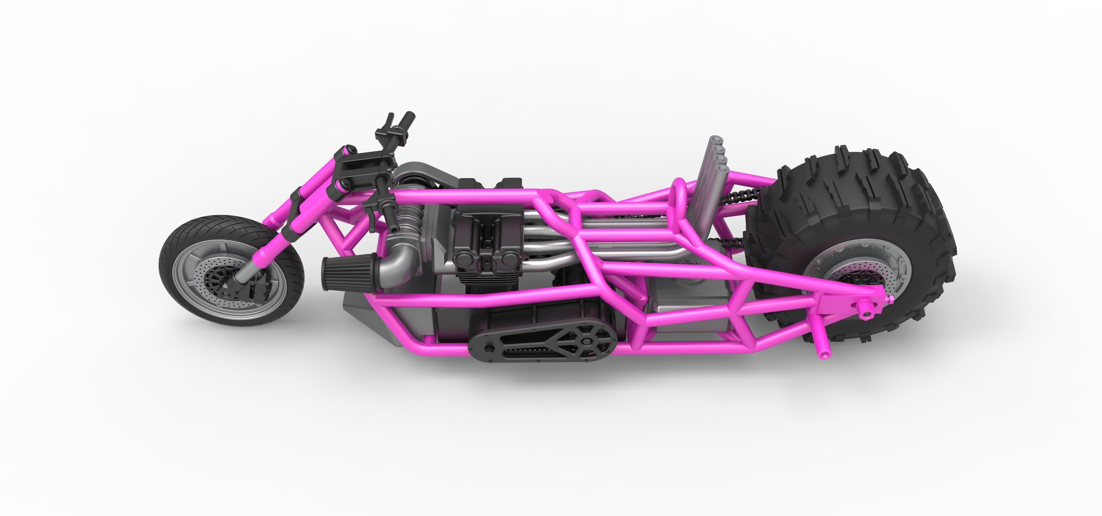 Top fuel Dirt dragster motorcycle Base Scale 1 to 25 3D print model_9