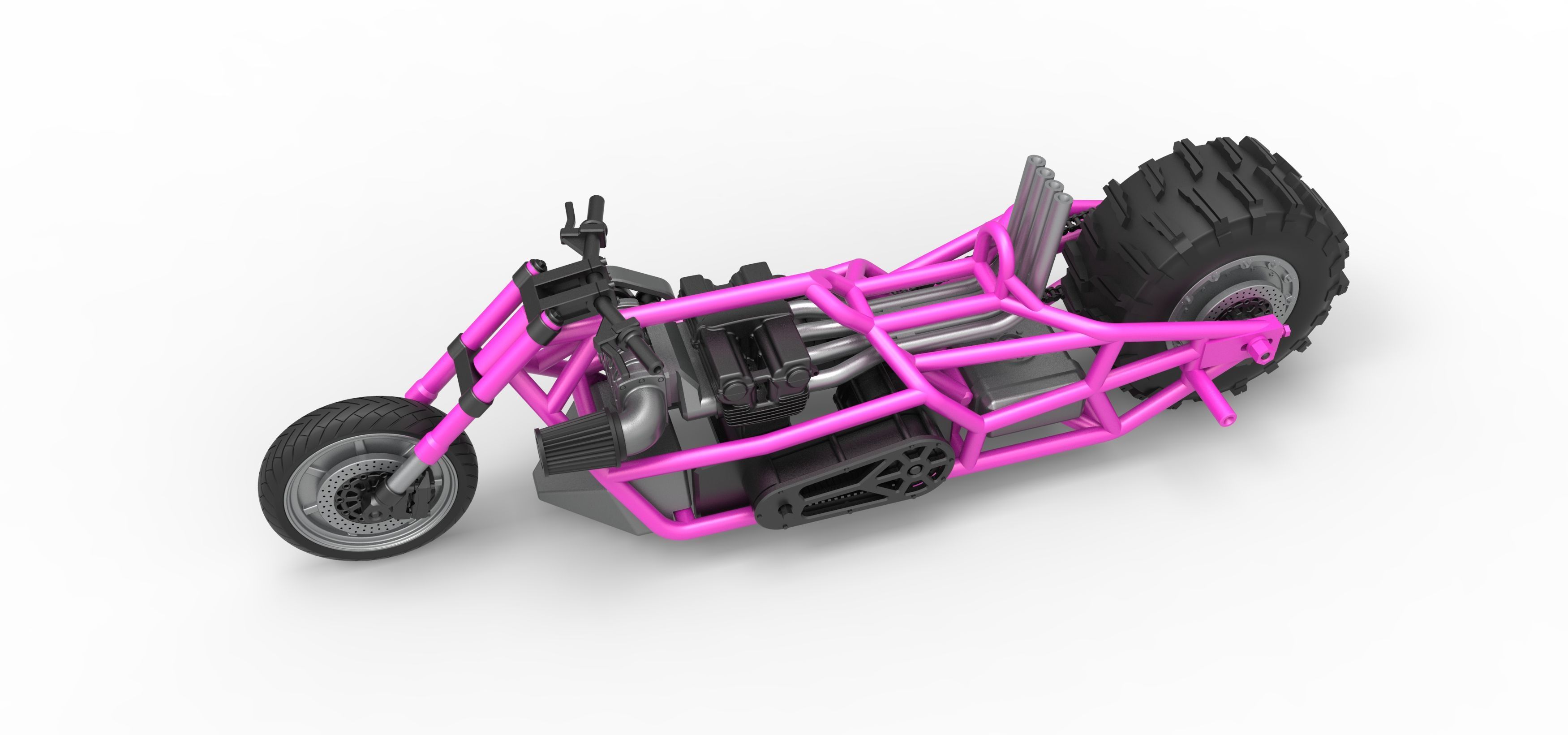 Top fuel Dirt dragster motorcycle Base Scale 1 to 25 3D print model_3